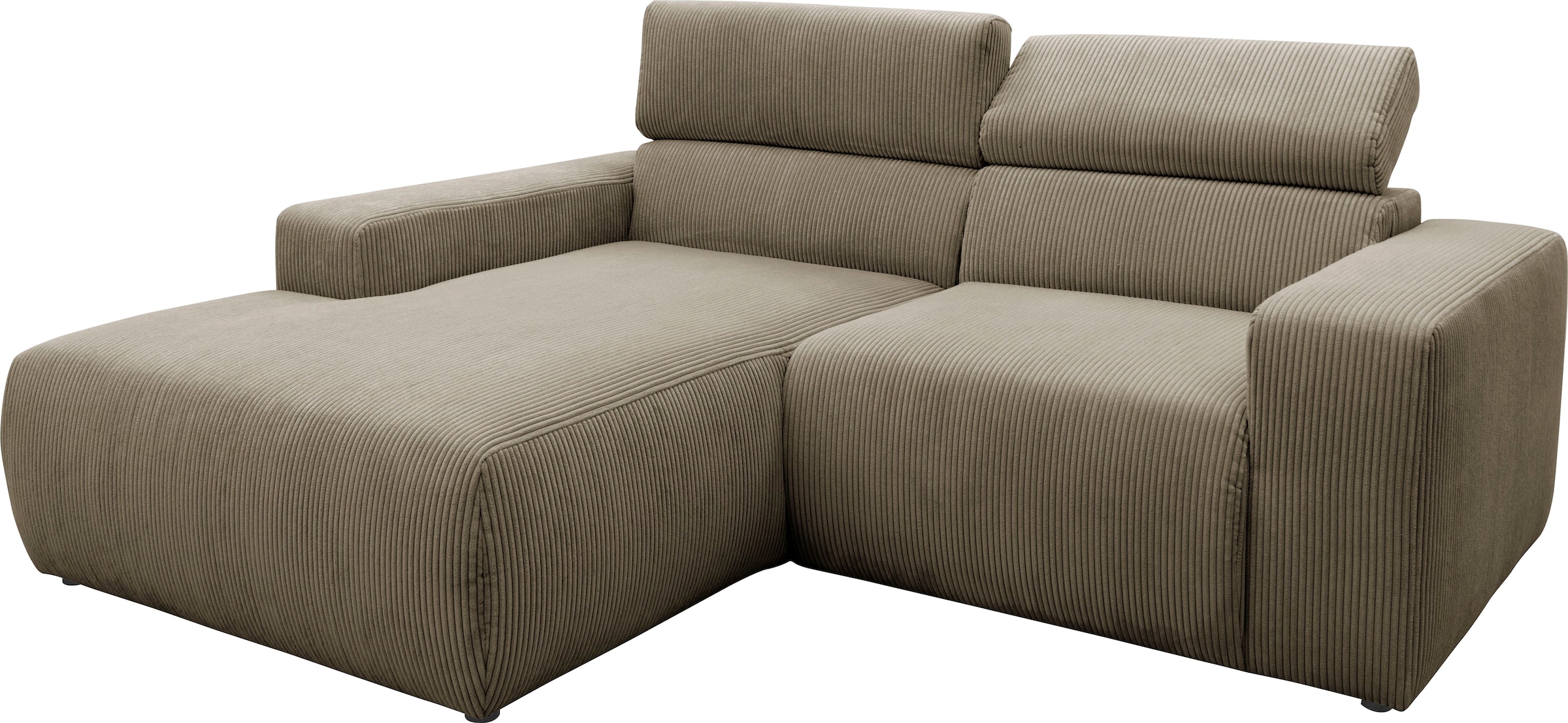 DOMO collection Ecksofa »Brandon B/T/H: 214/100/80 cm, L-Form«, Cord, schlamm