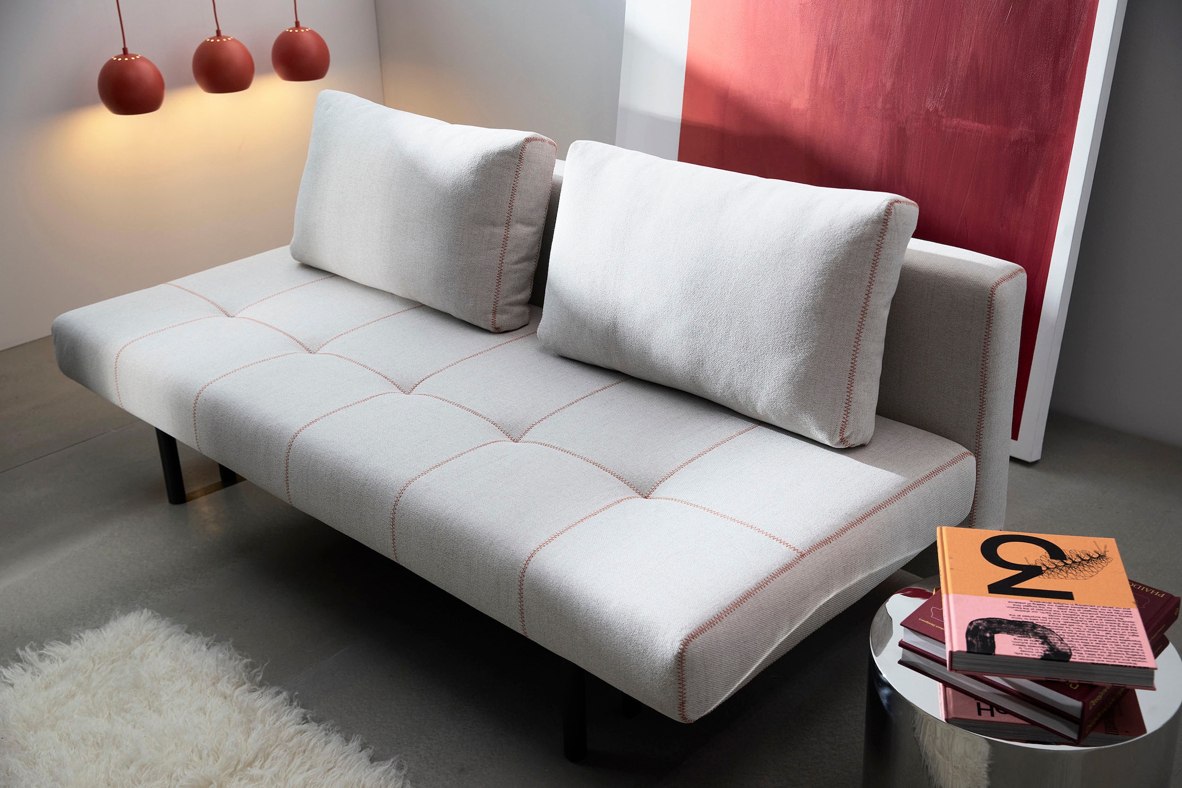 INNOVATION LIVING ™ 3-Sitzer »SIGGA X Schlafsofa mit hohen Sitz- und Liegekomfort«, Dekorative Kontrastnähte, detailreiches Design