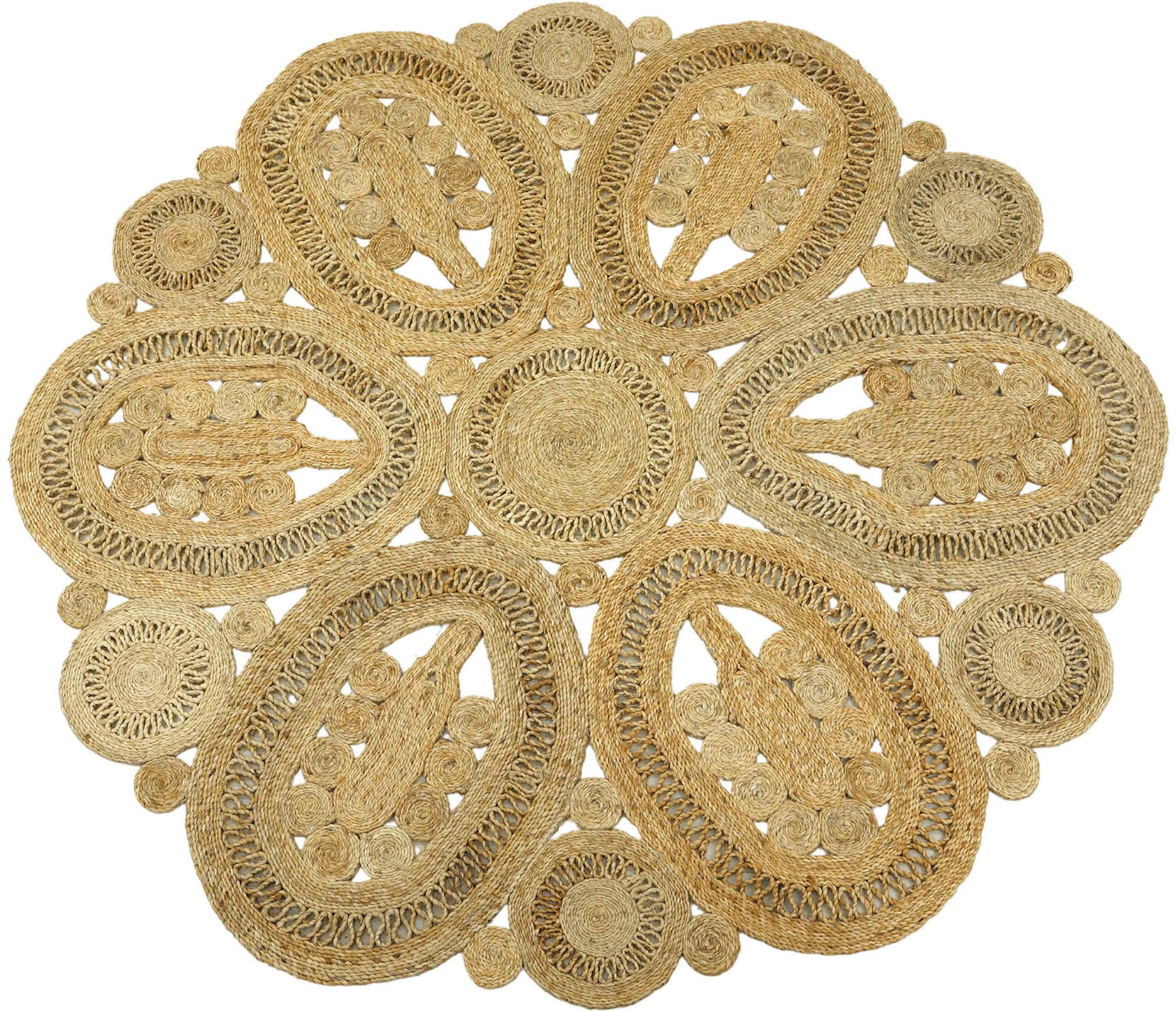 carpetfine Sisalteppich »Juteteppich Liam«, rund, 13 mm Höhe, natürliches Pflanzenmaterial von Hand gewebt, Boho Style