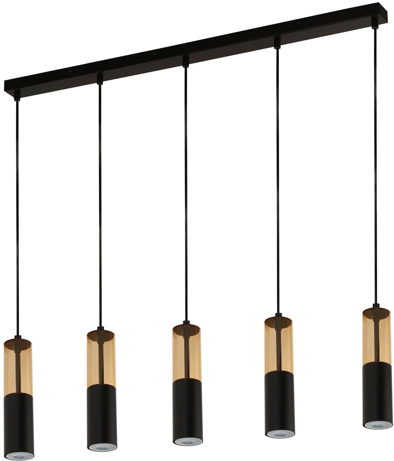 Searchlight Hängeleuchte »Merrygold 5Lt Bar Pendant - Black Metal & Amber Acrylic« GU10 1 Stk.