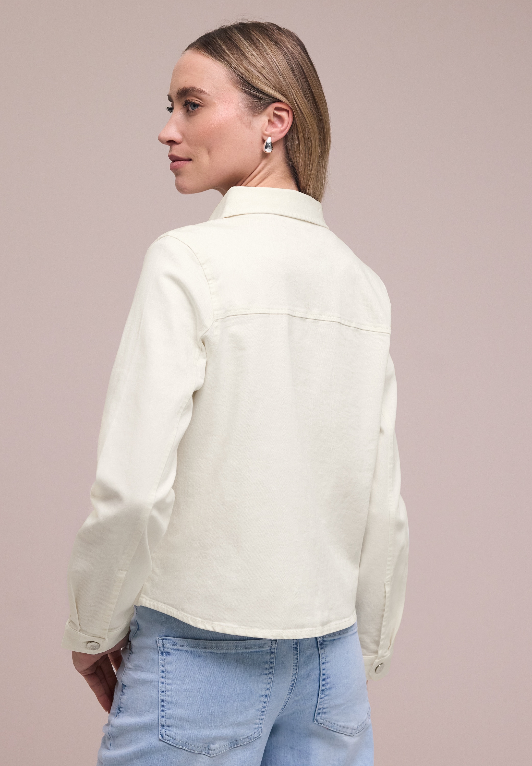STREET ONE Jeansjacke ohne Kapuze mit Knopfleiste und Stickerei