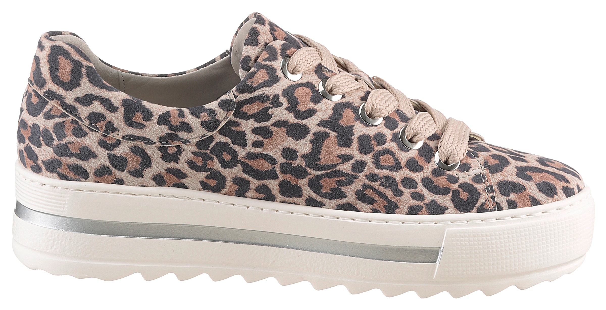 Gabor Plateausneaker »FLORENZ«, Freizeitschuh, Halbschuh, Schnürer, modischer Leo-Look, Weite G