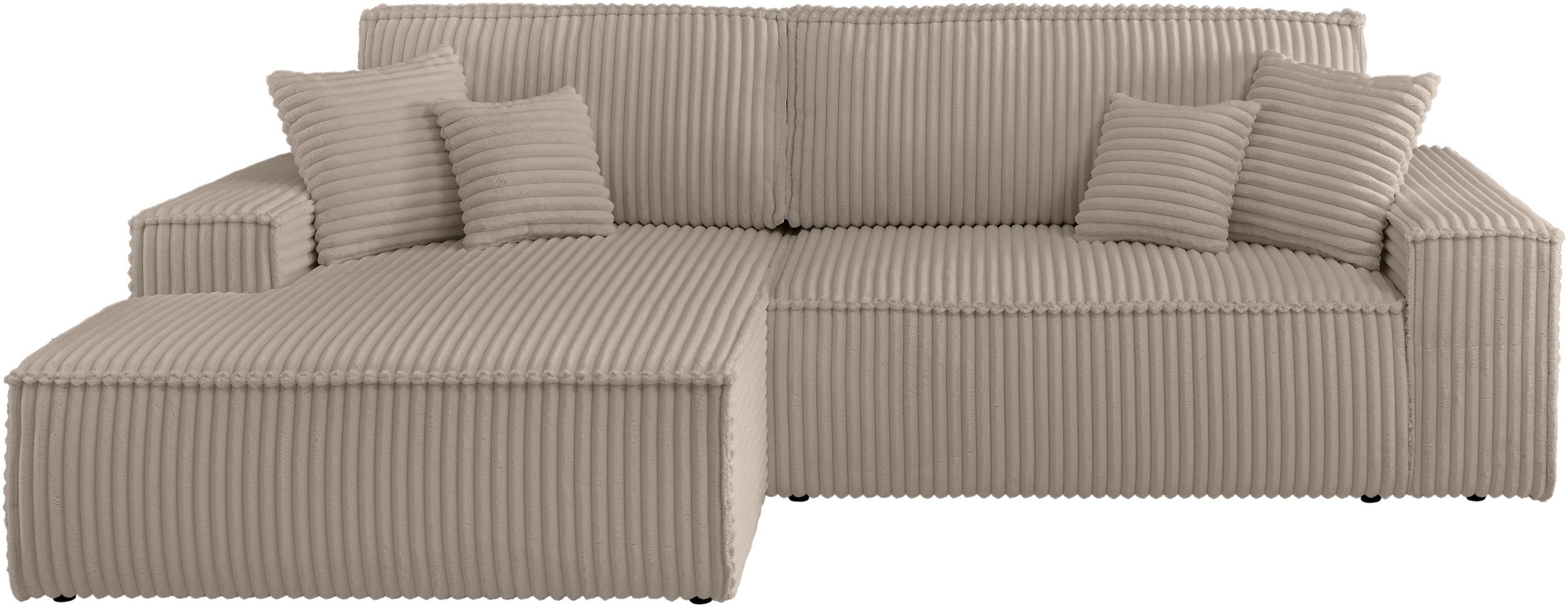 andas Ecksofa »Finnley Schlafsofa 267 cm in Bouclé, Struktur fein u. Cord, günstig online kaufen
