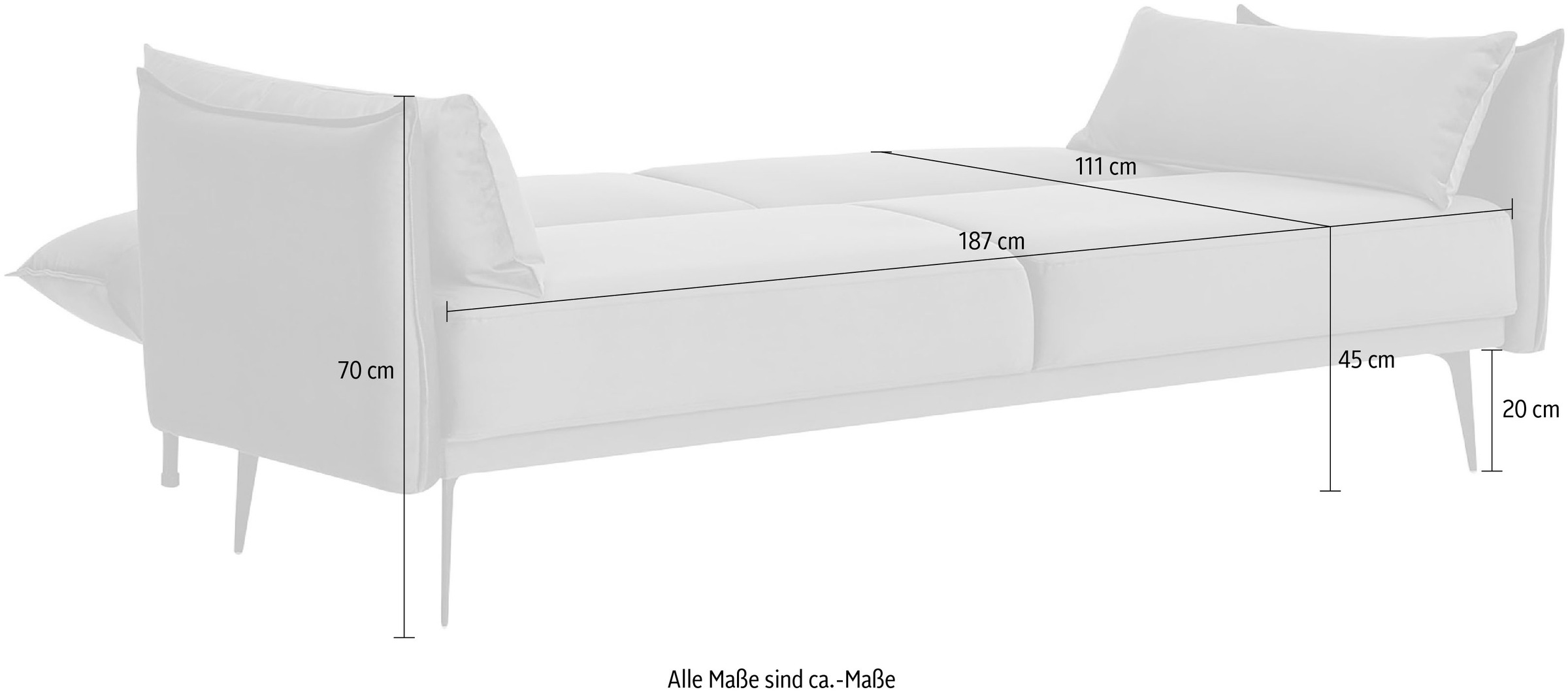 SalesFever 3-Sitzer, Modernes 3-Sitzer Sofa: Samtbezug, ausziehbar, manuell verstellbar