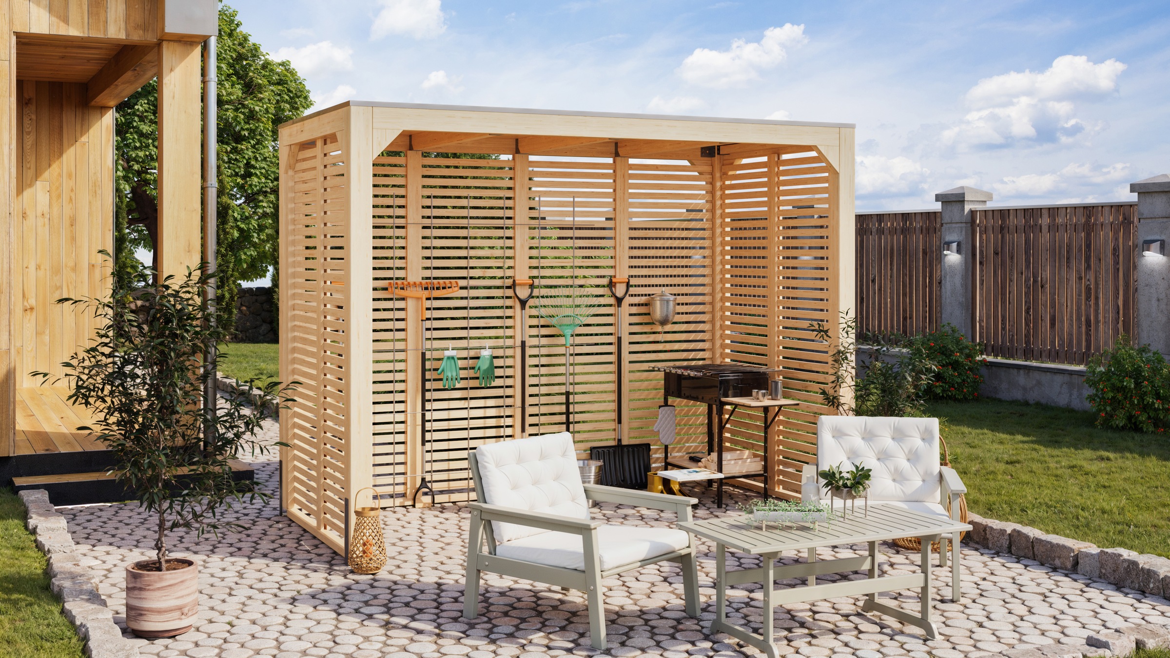 Karibu Pavillon »Gordon«, BxTxH: 320x160x239 cm, ohne Seitenteile und Rückwand