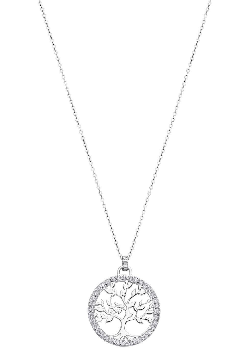 Kette mit Anhänger „Lebensbaum/Baum des Lebens, Hidra, LP1746-1/1“, mit Zirkonia silberfarben-weiß + weiß