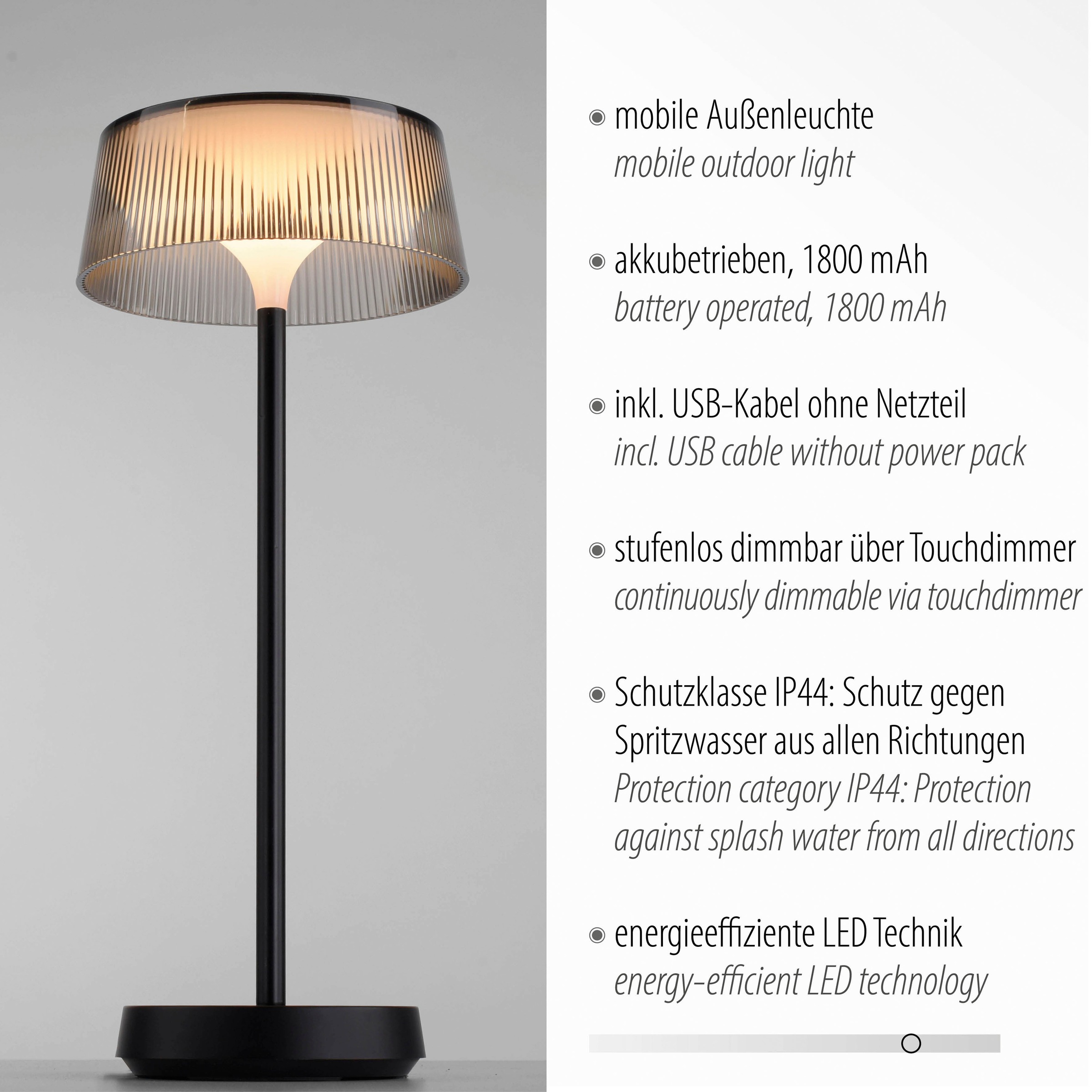 JUST LIGHT Tischleuchte »DORA«, 1 flammig, Leuchtmittel LED-Board | LED fest integriert, dimmbar über Touchdimmer
