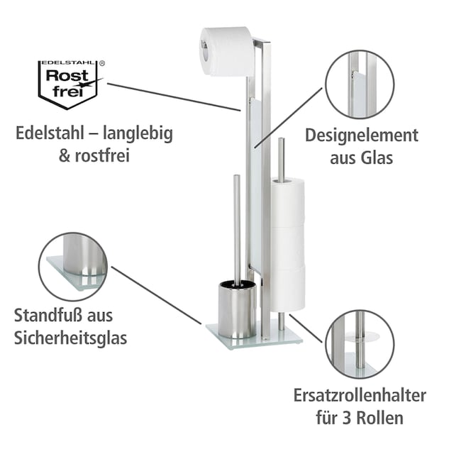 WENKO WC-Garnitur »Rivalta«, aus Edelstahl, integrierter  Toilettenpapierhalter und WC-Bürstenhalter online bestellen