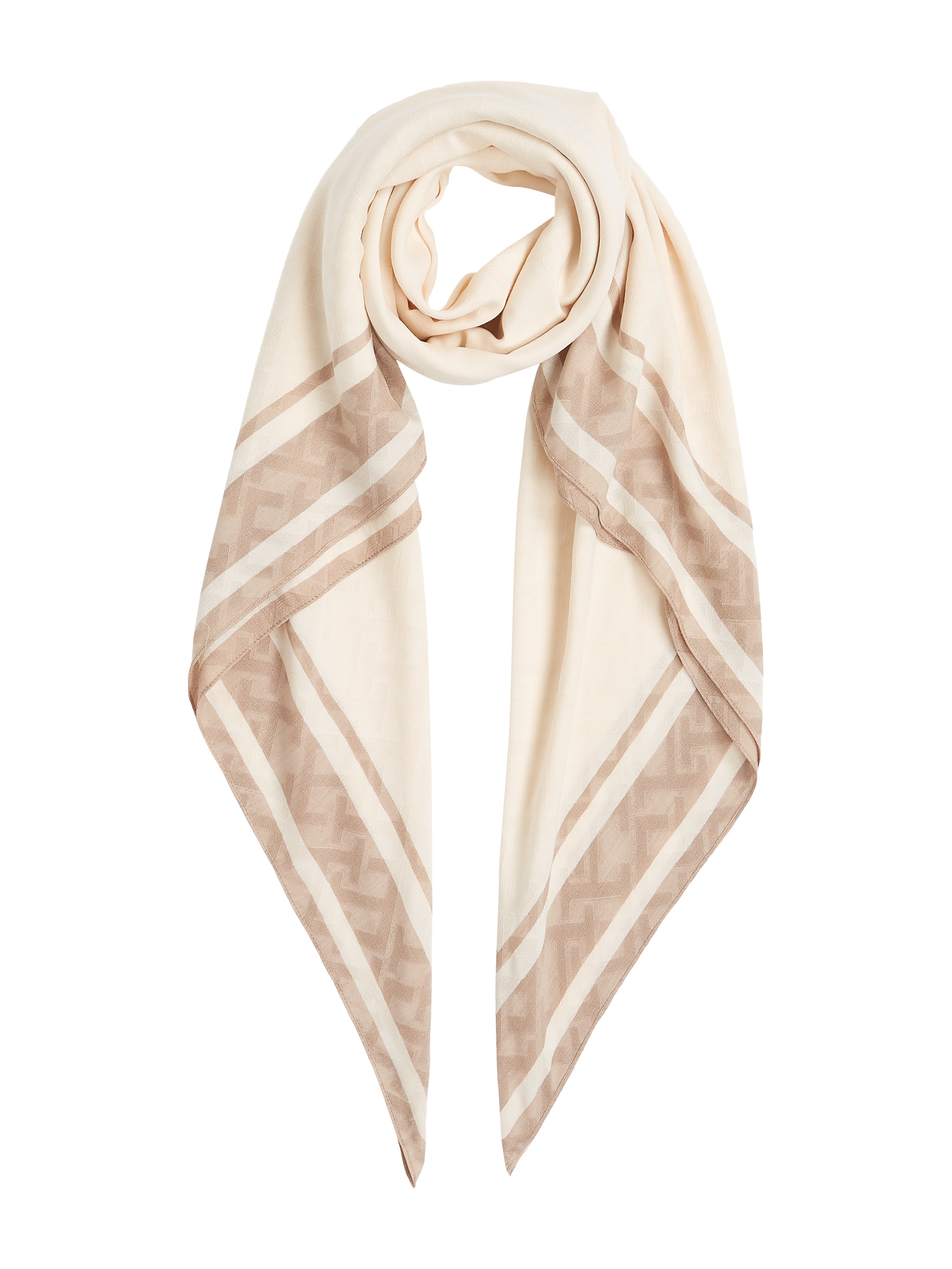 TOMMY HILFIGER Halstuch »ELEVATED CHIC TEXTURE SQUARE« Hochwertiges Seidengemisch, Streifendetails, Monogramprint Sugarcane