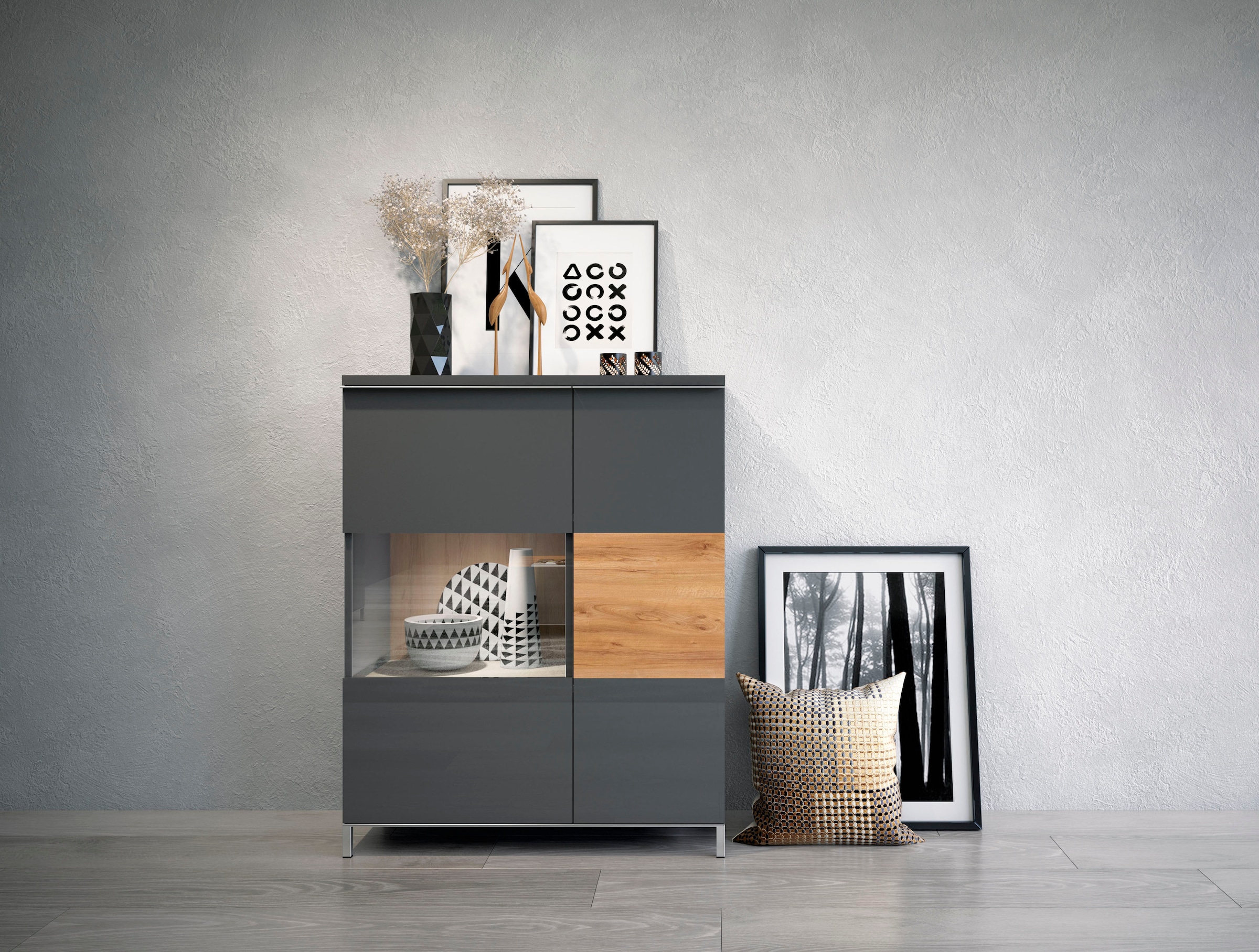 mit bestellen online of »Onyx«, Style Vitrine Places Soft-Close-Funktion