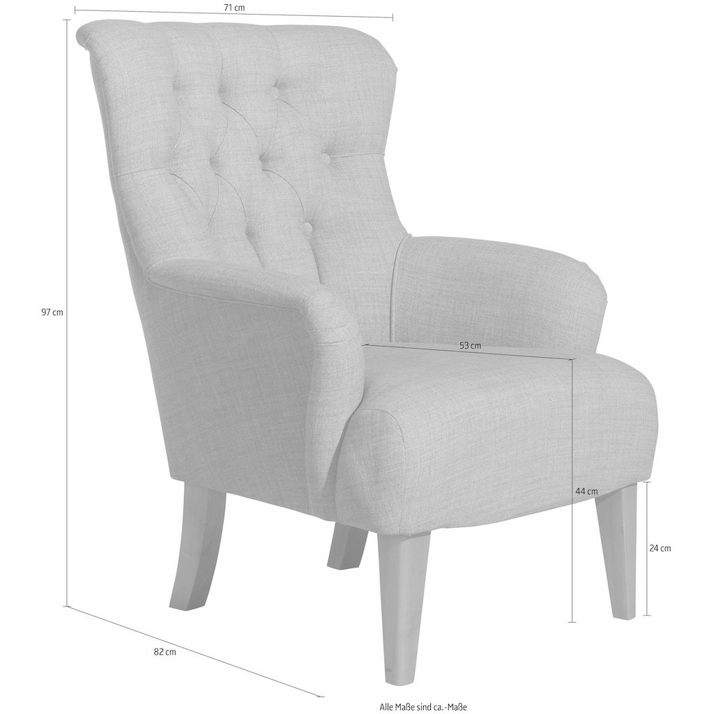 Max Winzer® Sessel »Bradley«, im Chesterfield Stil, mit Rautenheftung im Rücken, Hochlehner
