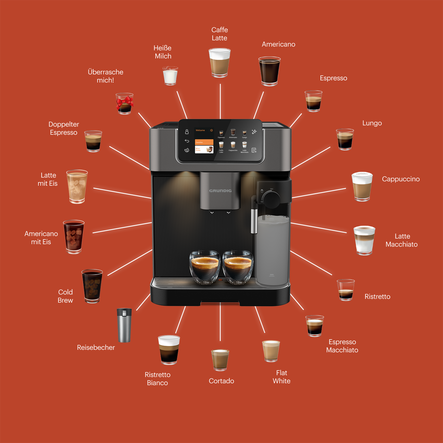 Grundig Kaffeevollautomat »KVA 8230« Kaffeevollautomat mit App, 50+ Getränken & 19 Bar