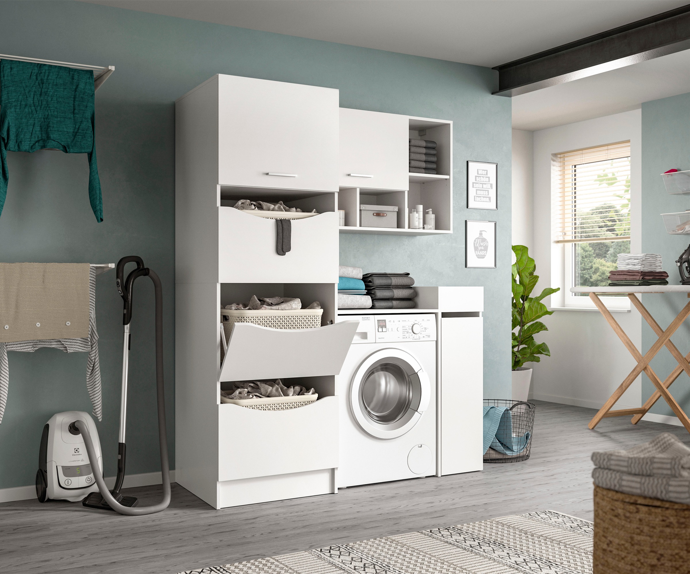 welltime Badmöbel-Set »FALAS, TOPSELLER!, 4-teilig, Hauswirtschaftsraum Set günstig online kaufen