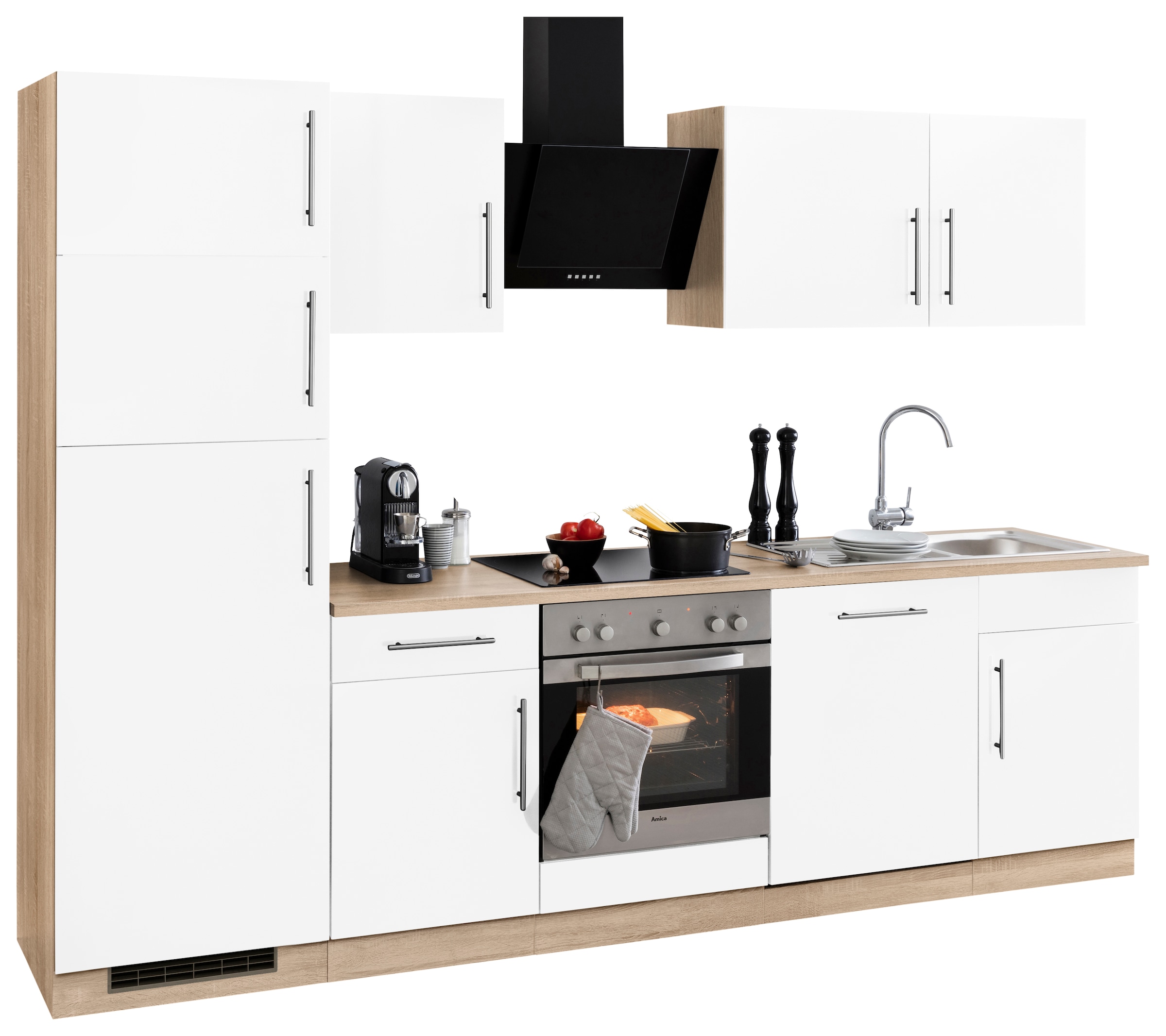 Küchenzeile Küchen kaufen wiho E-Geräten »Cali«, Breite 280 und Kühl-Gefrierkombination, cm mit Raten auf