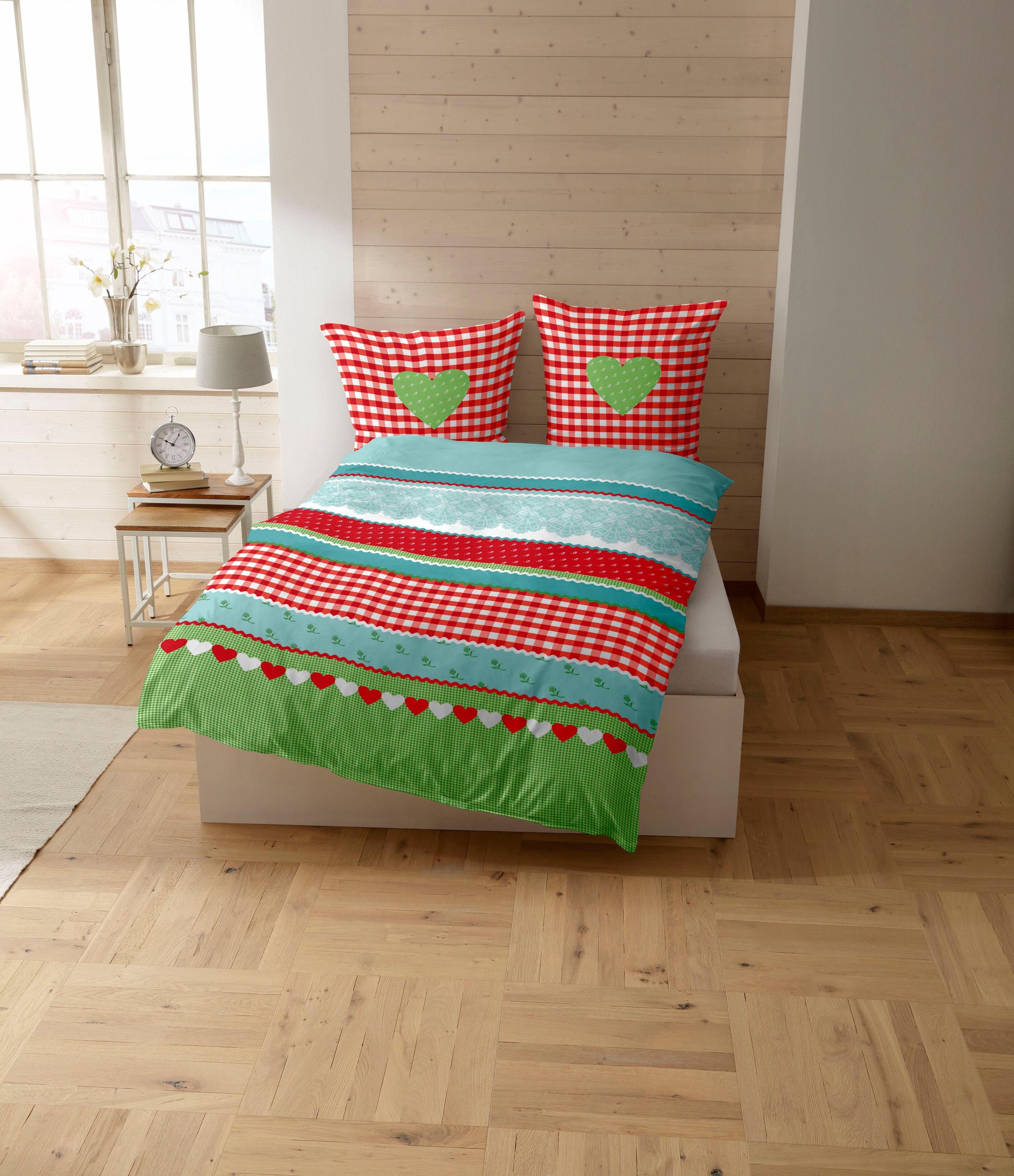 CASATEX Bettwäsche »Herz-Karo« 2 Stk. tlg. niedlichem Herz-Karo Design günstig online kaufen