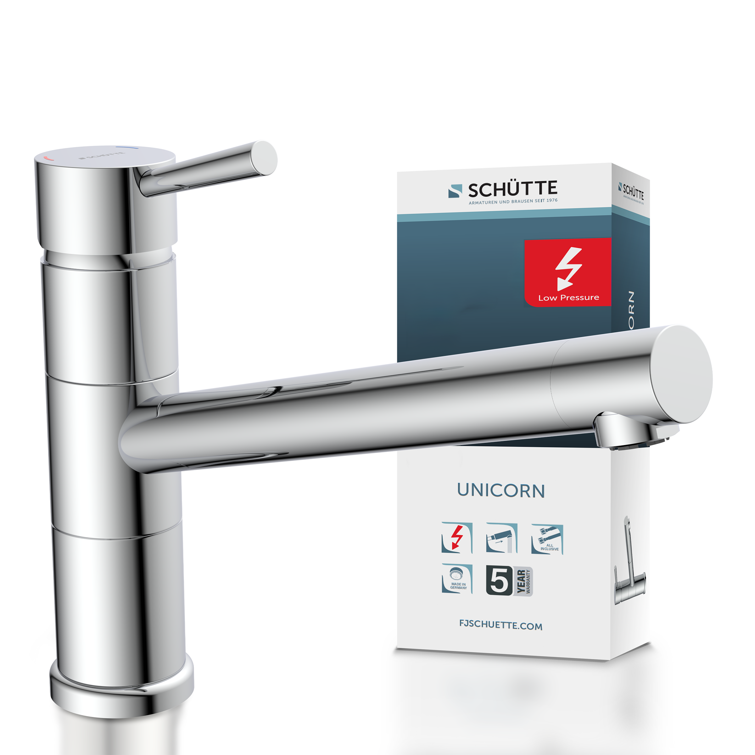 Schütte Spültischarmatur »UNICORN« Niederdruck Armatur Küche, 150° schwenkbar, Verbrühschutz Chrom