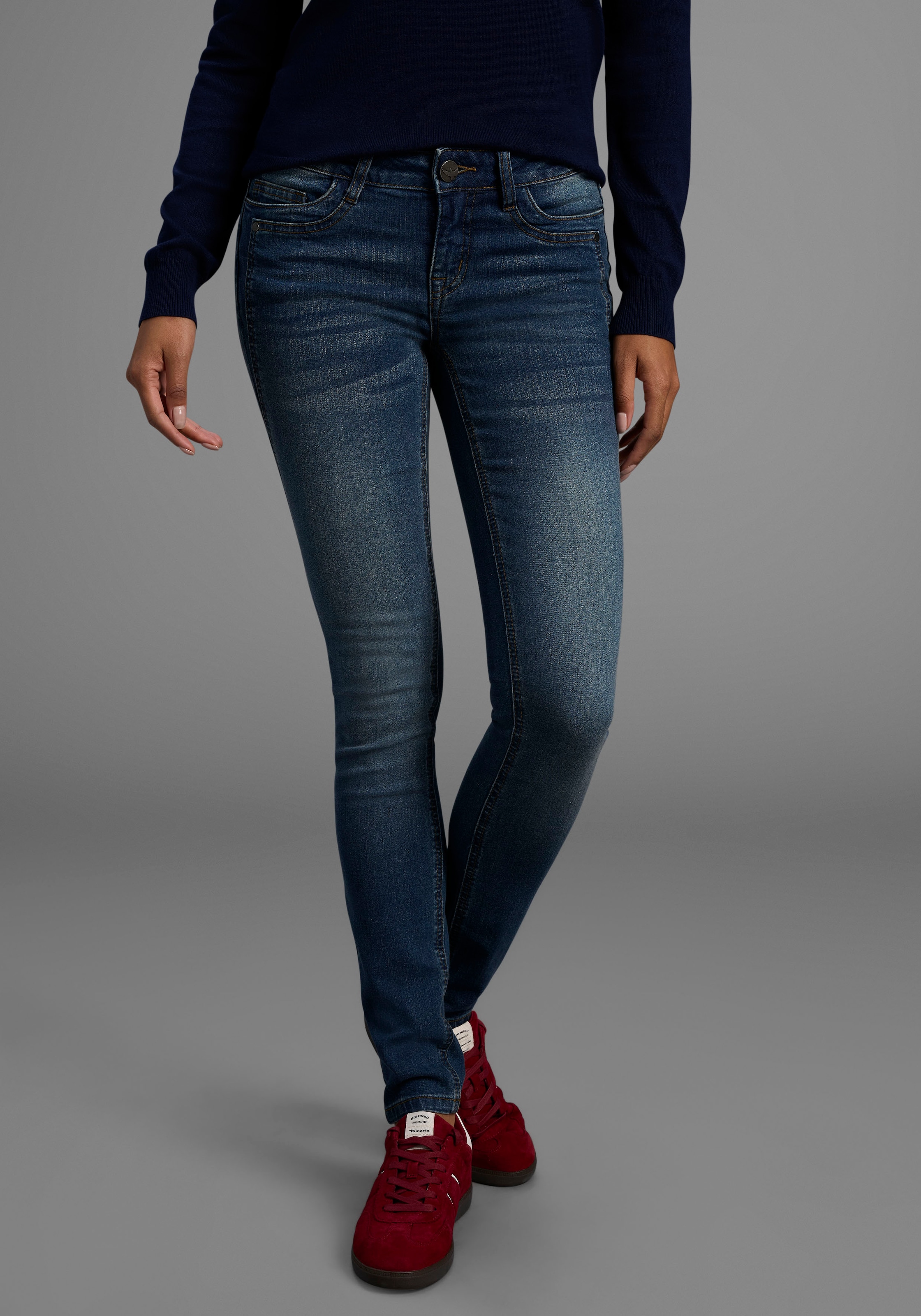 Arizona Skinny-fit-Jeans »mit Keileinsätzen«, extra-enger Beinschnitt, niedrige Leibhöhe