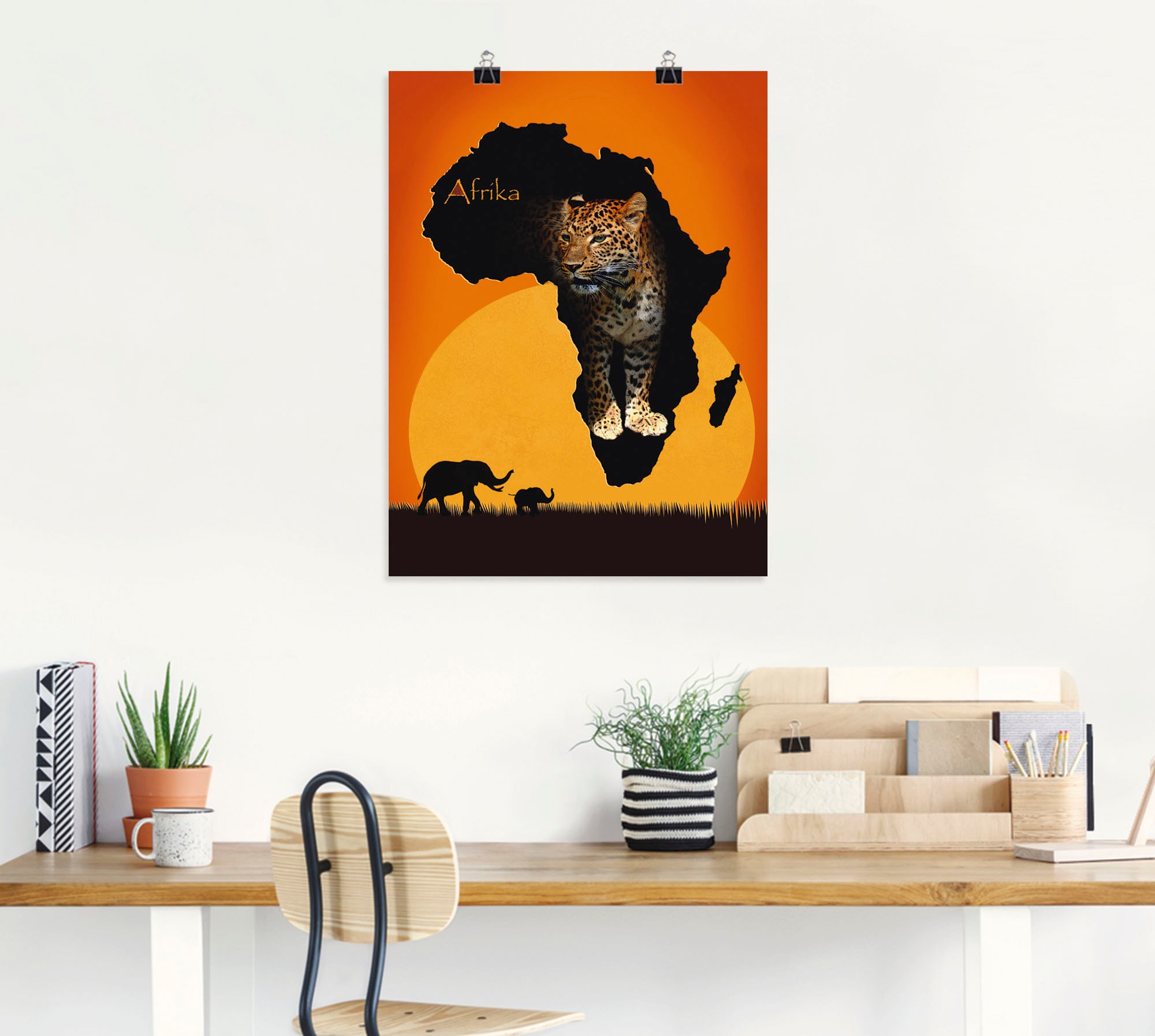 Artland Wandbild »Afrika der schwarze Kontinent«, Wildtiere, (1 St.), als Leinwandbild, Poster, Wandaufkleber in verschied. Größen