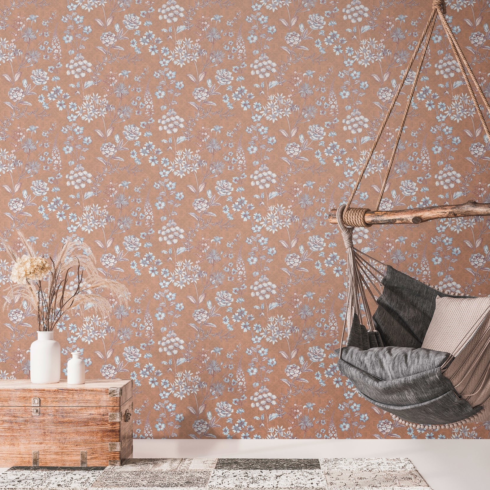 living walls Vliestapete »Metropolitan Stories. Travel Styles. Blumentapete«, matt-gemustert-neutral, Tapete Skandinavisch Skandi-Stil Floral Tapeten Wohnzimmer modern Flur