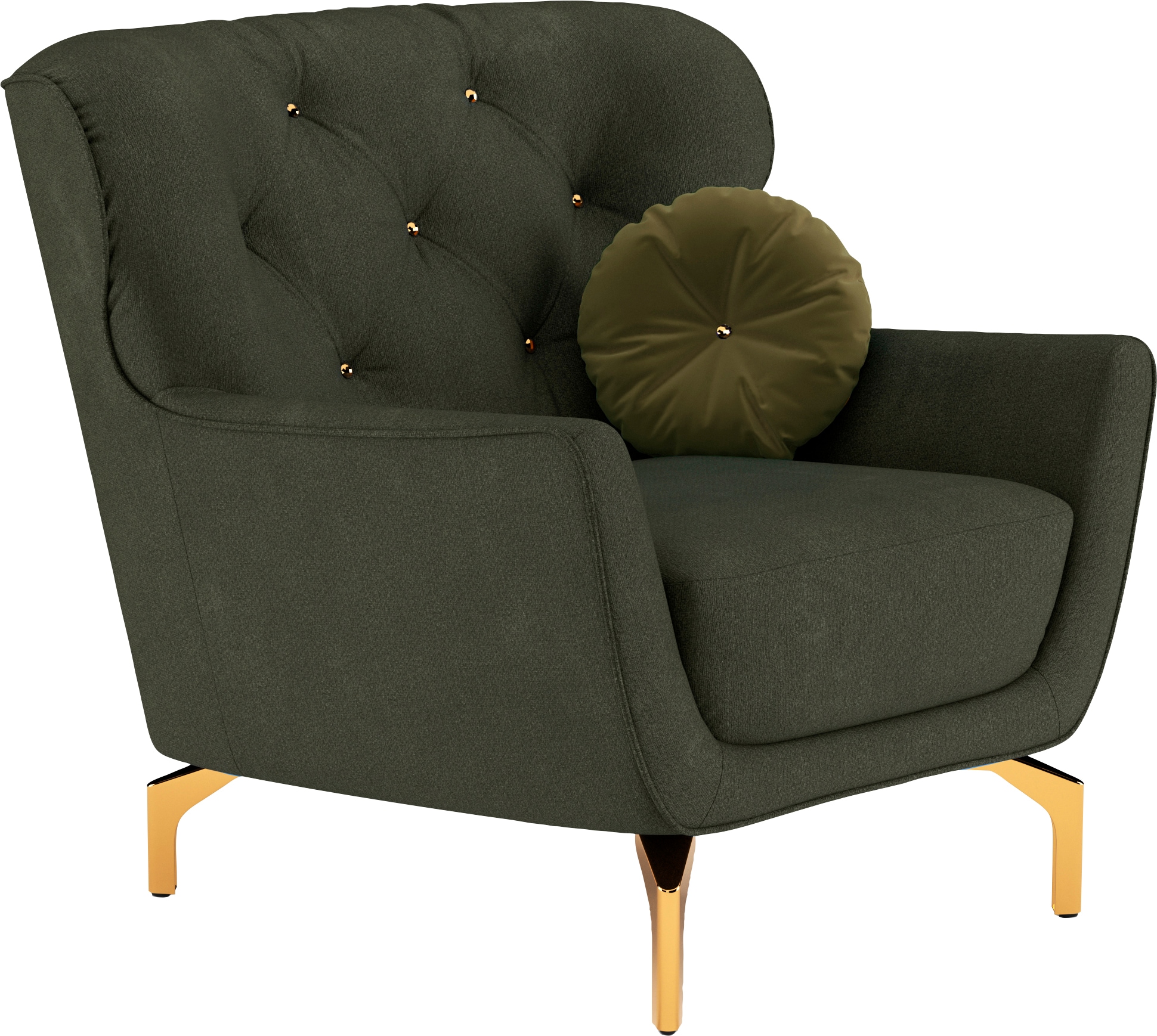 sit&more Sessel »Orient 3«, inkl. 1 Zierkissen mit Strass-Stein, goldfarbene Metallfüße