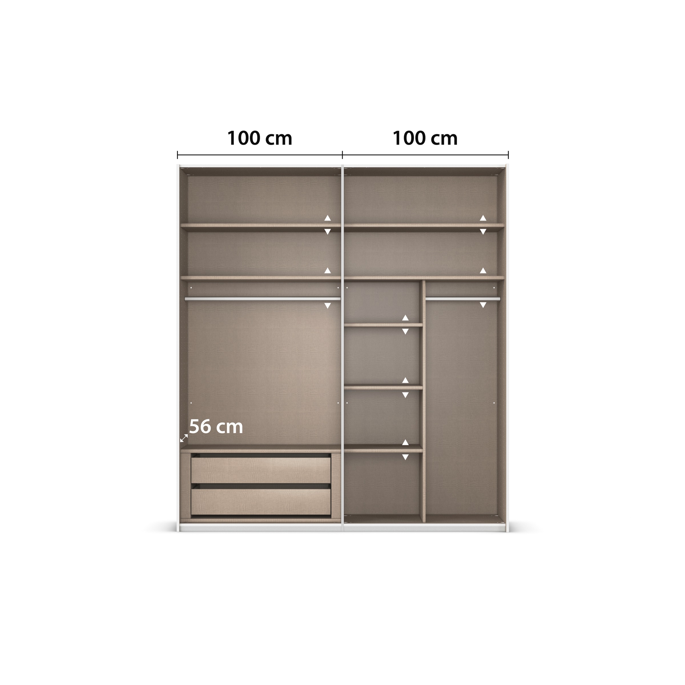 rauch Schwebetürenschrank »Kleiderschrank Schrank Garderobe Schlafzimmerschrank CONTIDO«, (in 3 verschiedenen Ausstattungen BASIC/CLASSIC/PREMIUM), aus hochwertigem Material in 6 Breiten 2 Griff-Farben MADE IN GERMANY