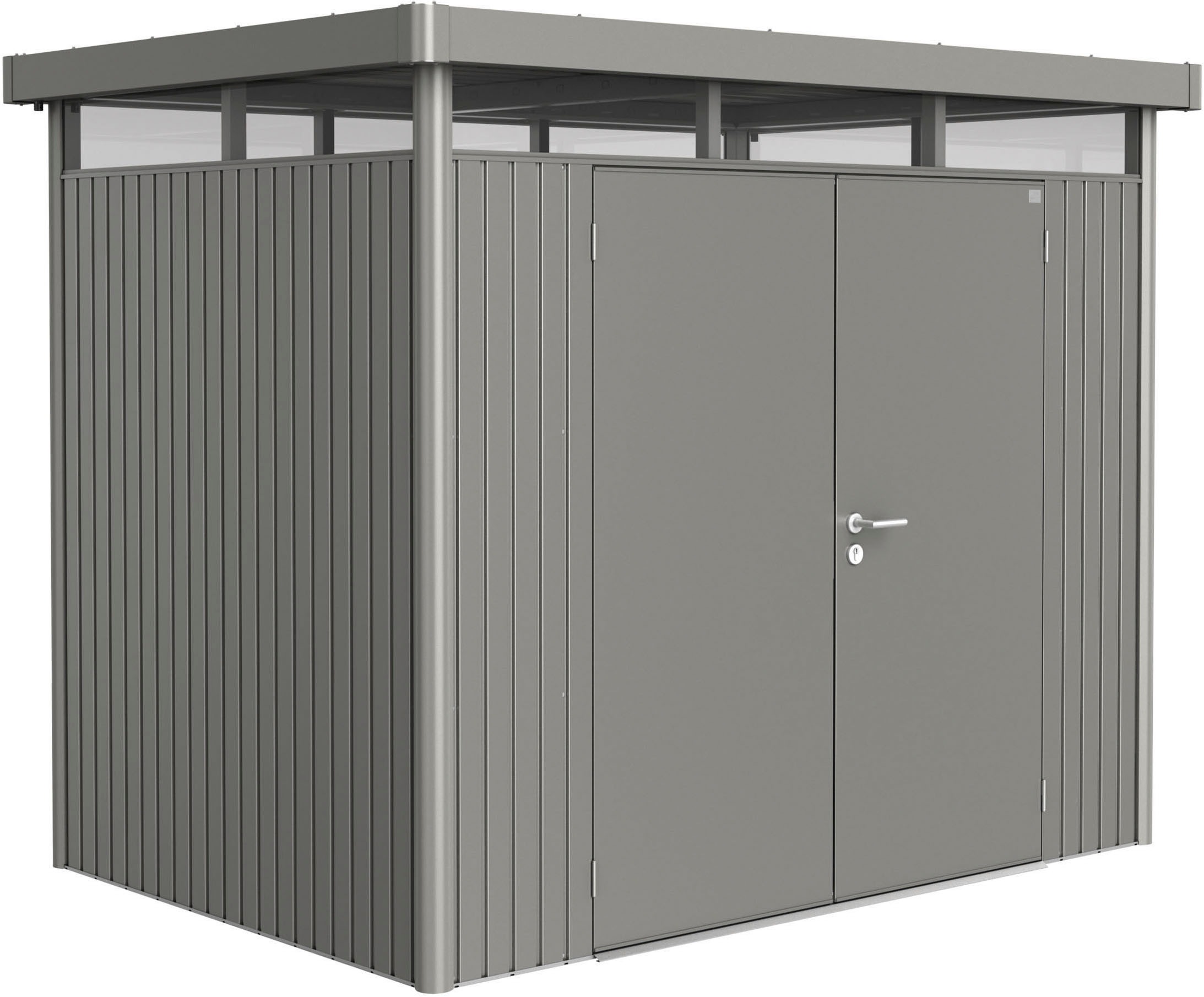 Biohort Gerätehaus »HIGHLINE Gr. H2, verschiedene Farben«, stylisches Metall-Gartenhaus mit Flachdach
