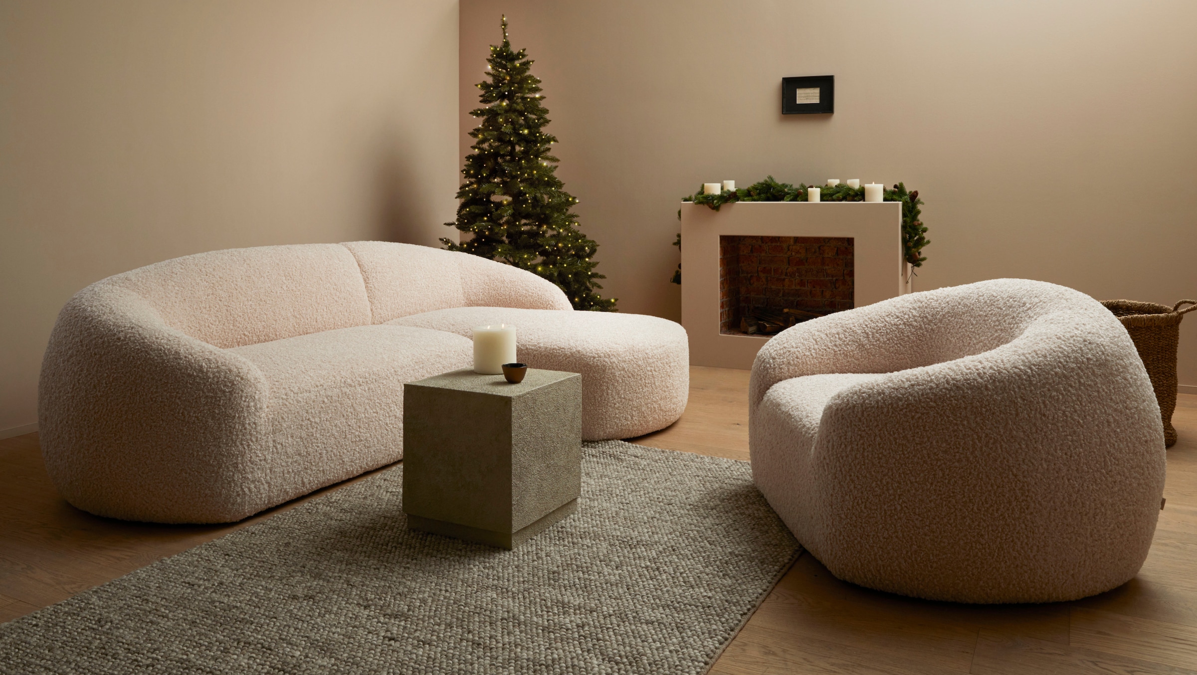 LeGer Home by Lena Gercke Sessel »YANI Relaxsessel, Loungesessel, Maße B/T/H: 127/96/76 cm«, organische Form, mit Wellenunterfederung, auch in Bouclé