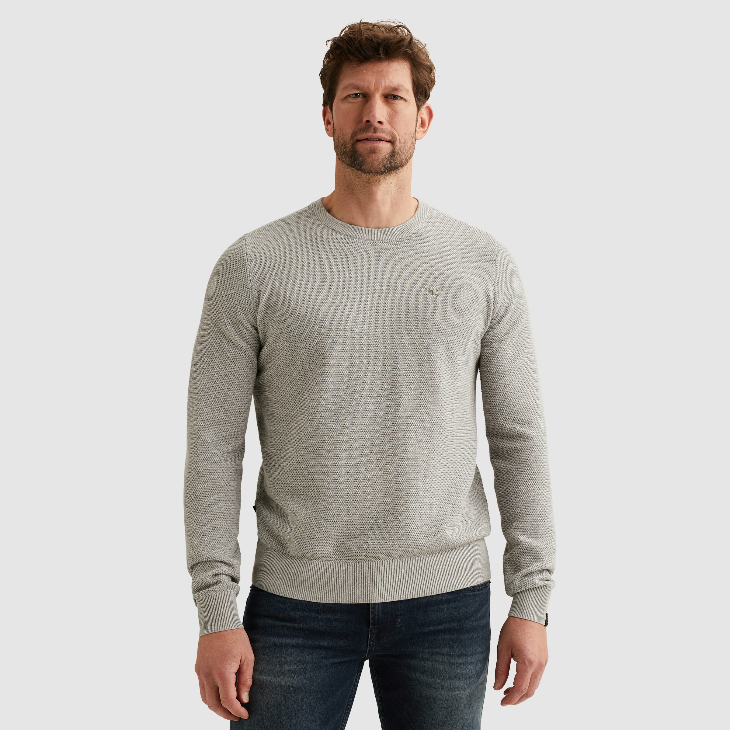 PME LEGEND Rundhalspullover mit Logo Stickerei