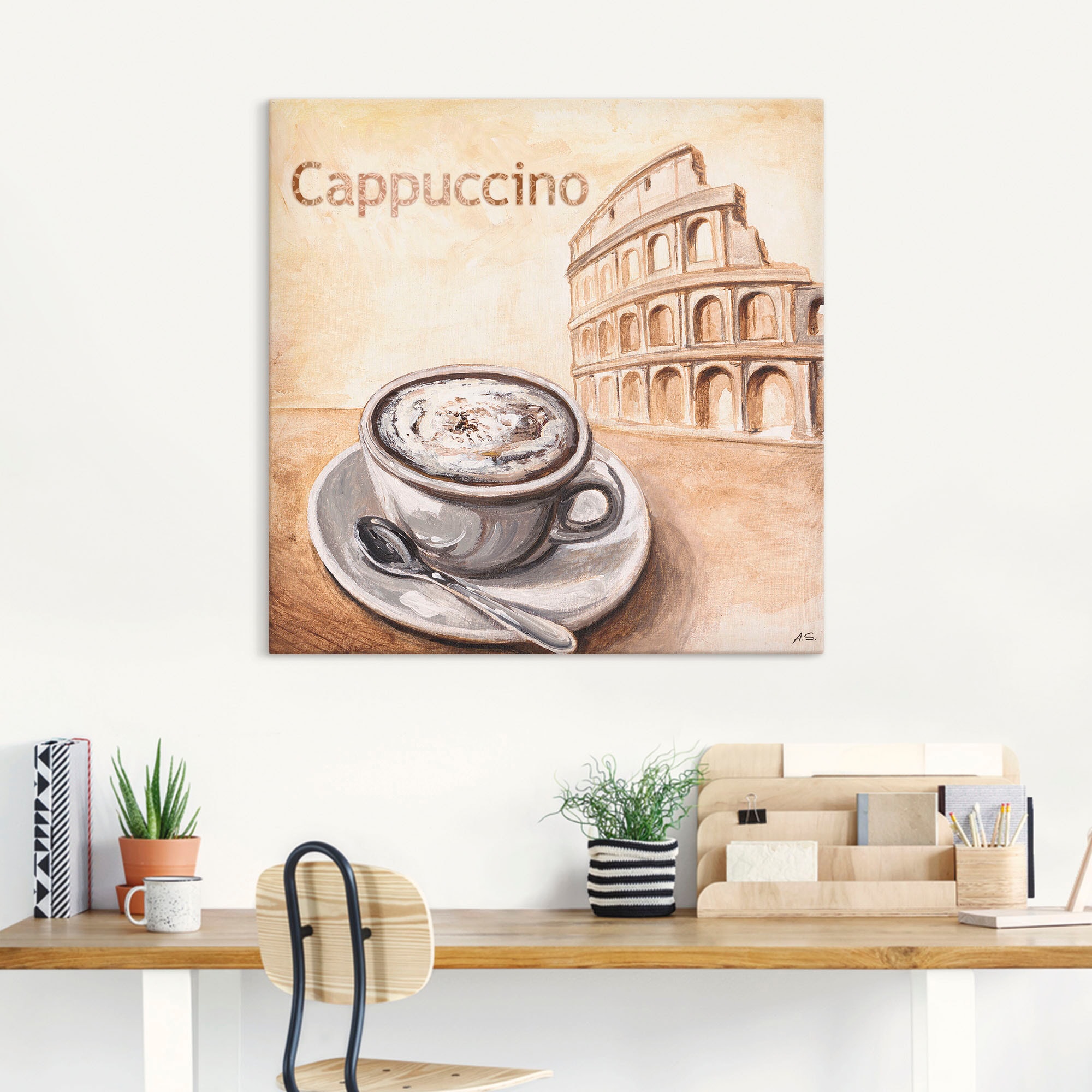 Artland Wandbild »Cappuccino in Rom«, Kaffee Bilder, (1 St.), als Leinwandbild in verschied. Größen