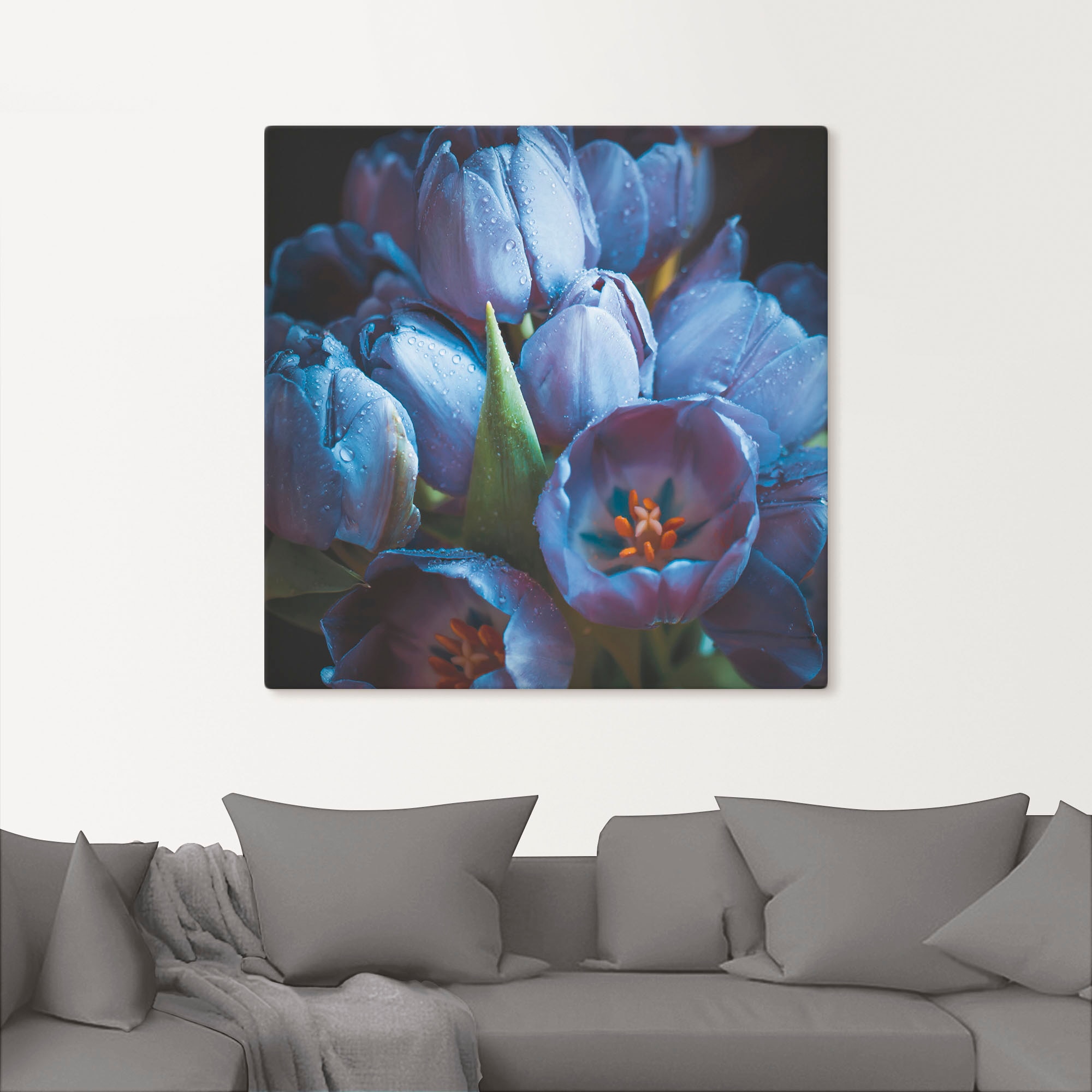 Artland Leinwandbild »Tulpen Blau«, Blumen, (1 St.), auf Keilrahmen gespannt