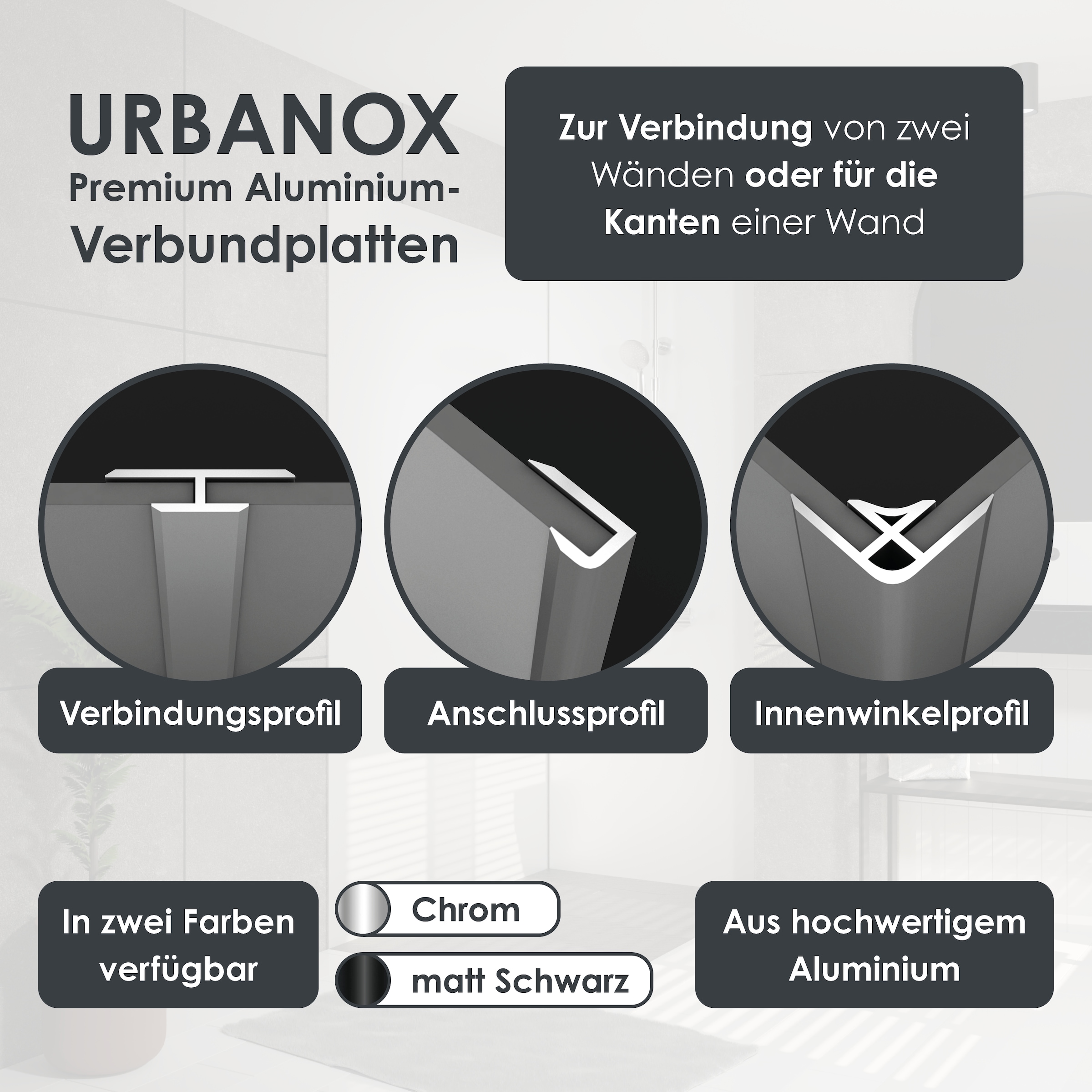 Marwell Duschrückwand »Urbanox« Set bestehend aus: 1 Paneel 90 x 210 cm, 1 Paneel 120 x 210 cm