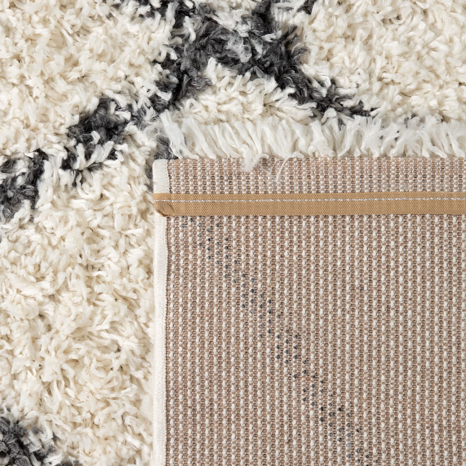 Paco Home Hochflor-Teppich »Kalmar 444«, rund, 40 mm Höhe, Scandi Design, Rauten Muster, weich & kuschelig