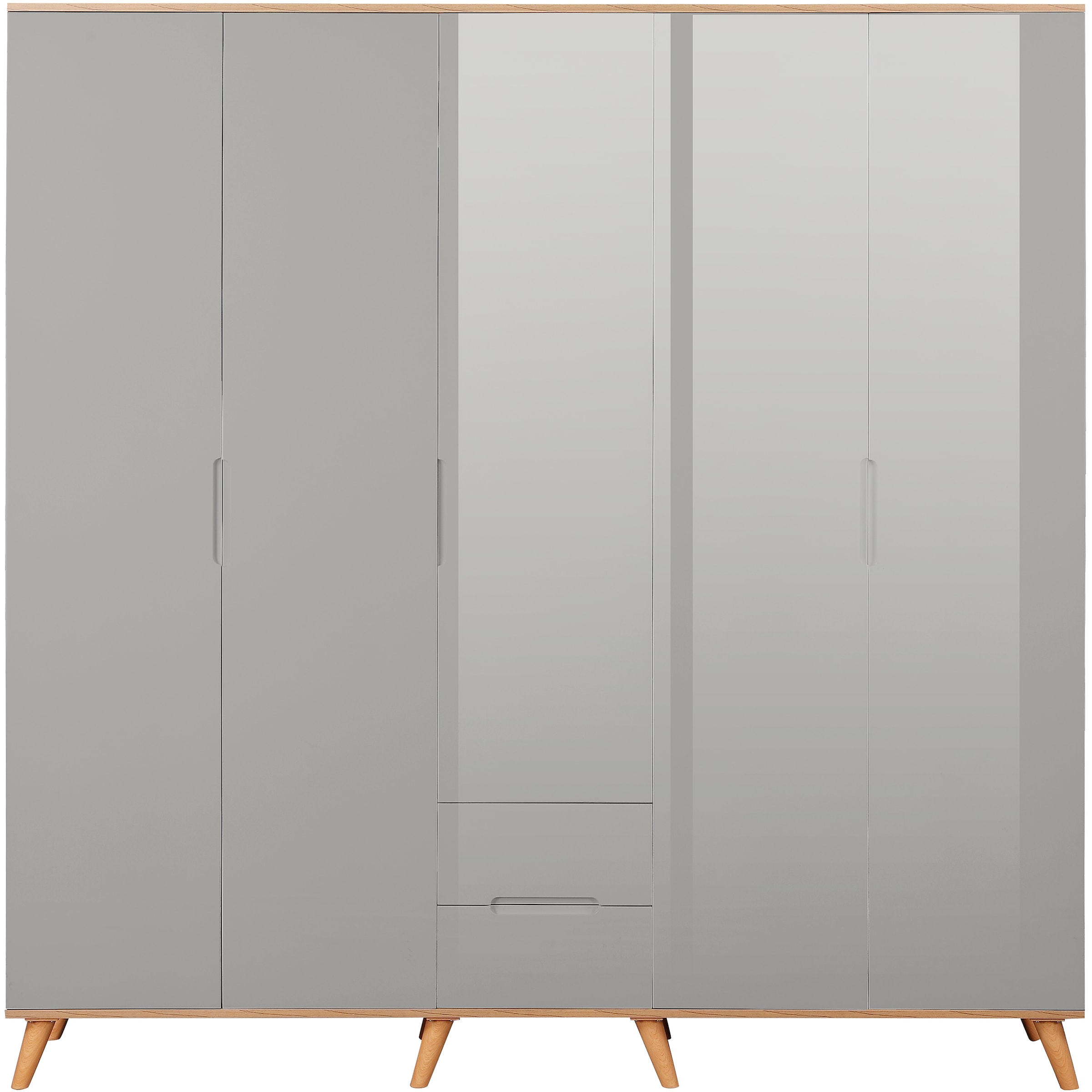 andas Kleiderschrank »Lund Schlafzimmerschrank Bestseller im skandinavischem Design«, Garderobenschrank mit Premium Innenausstattung, Breite 200cm hochglanz