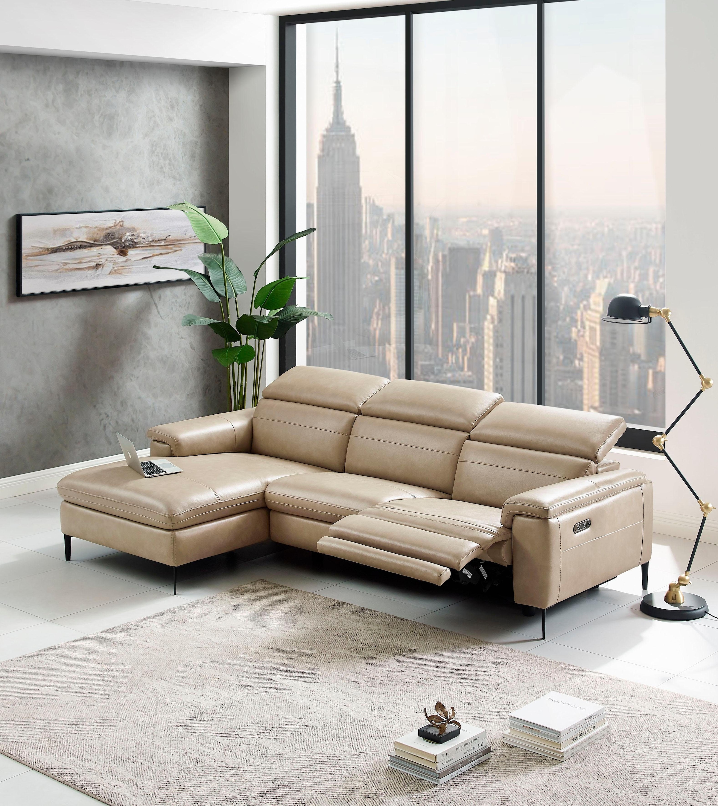 Places of Style Ecksofa »Sacramento«, mit elektrischer Relaxfunktion auf einer Seite und Kopfteilverstellung