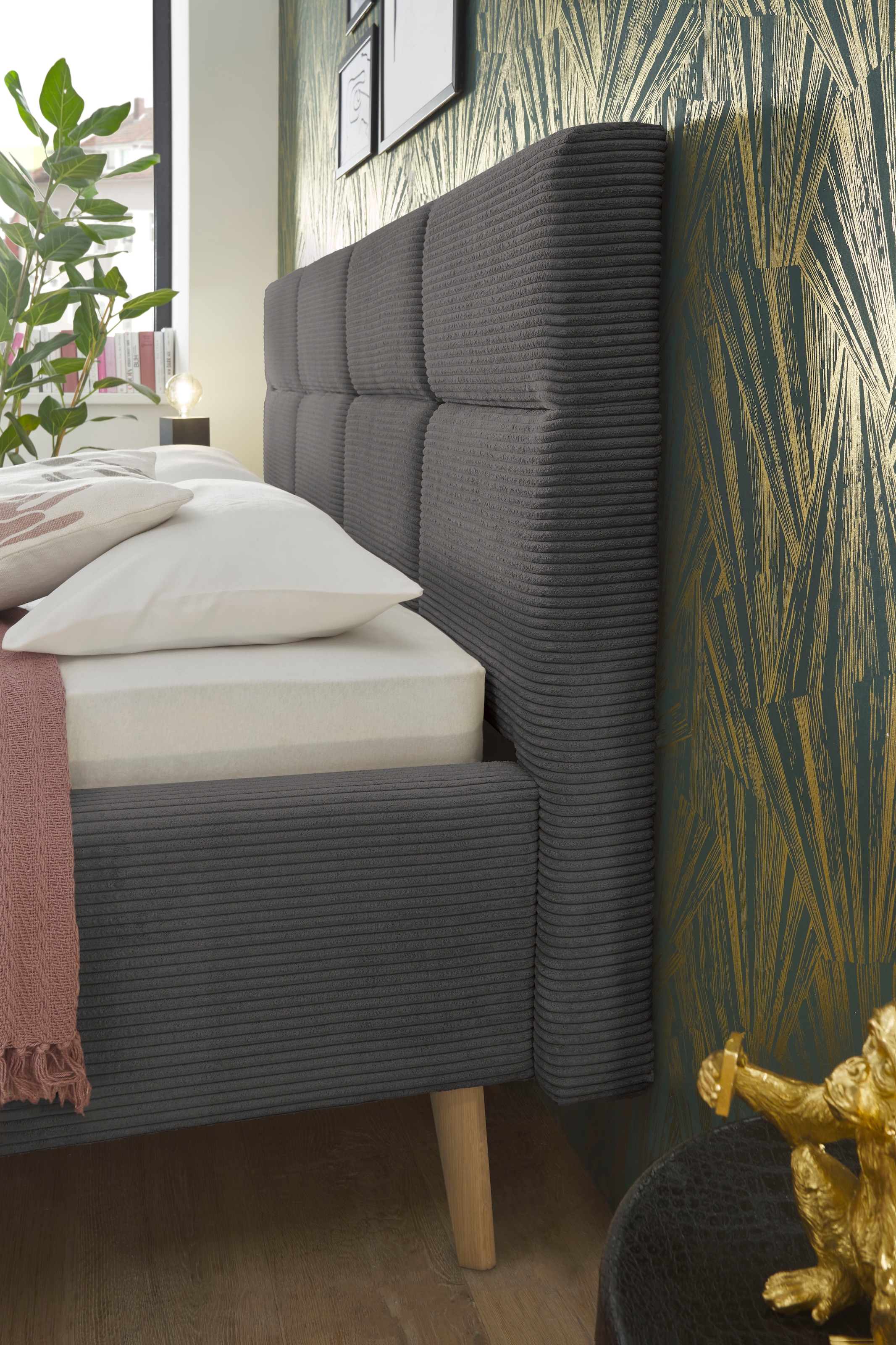 set one by Musterring Polsterbett »Cary« wahlweise mit Matratze und Lattenrost, Füße in Eiche natur