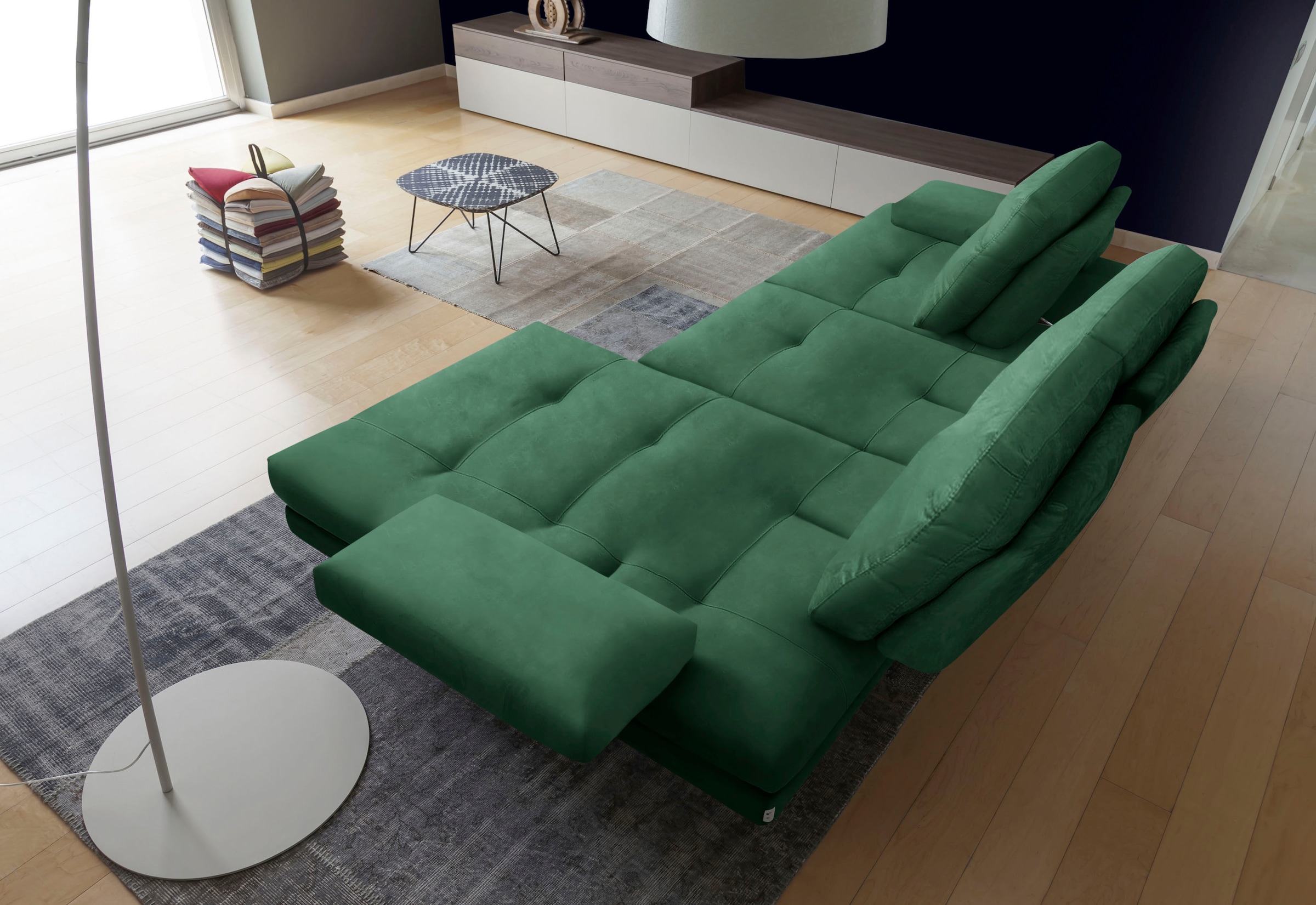 CALIA ITALIA Ecksofa »Toby Wing, B/T: 278/153 cm, Designsofa mit hohem Sitzkomfort, L-Form« inklusive Sitztiefenverstellung, Füße in chrom glänzend