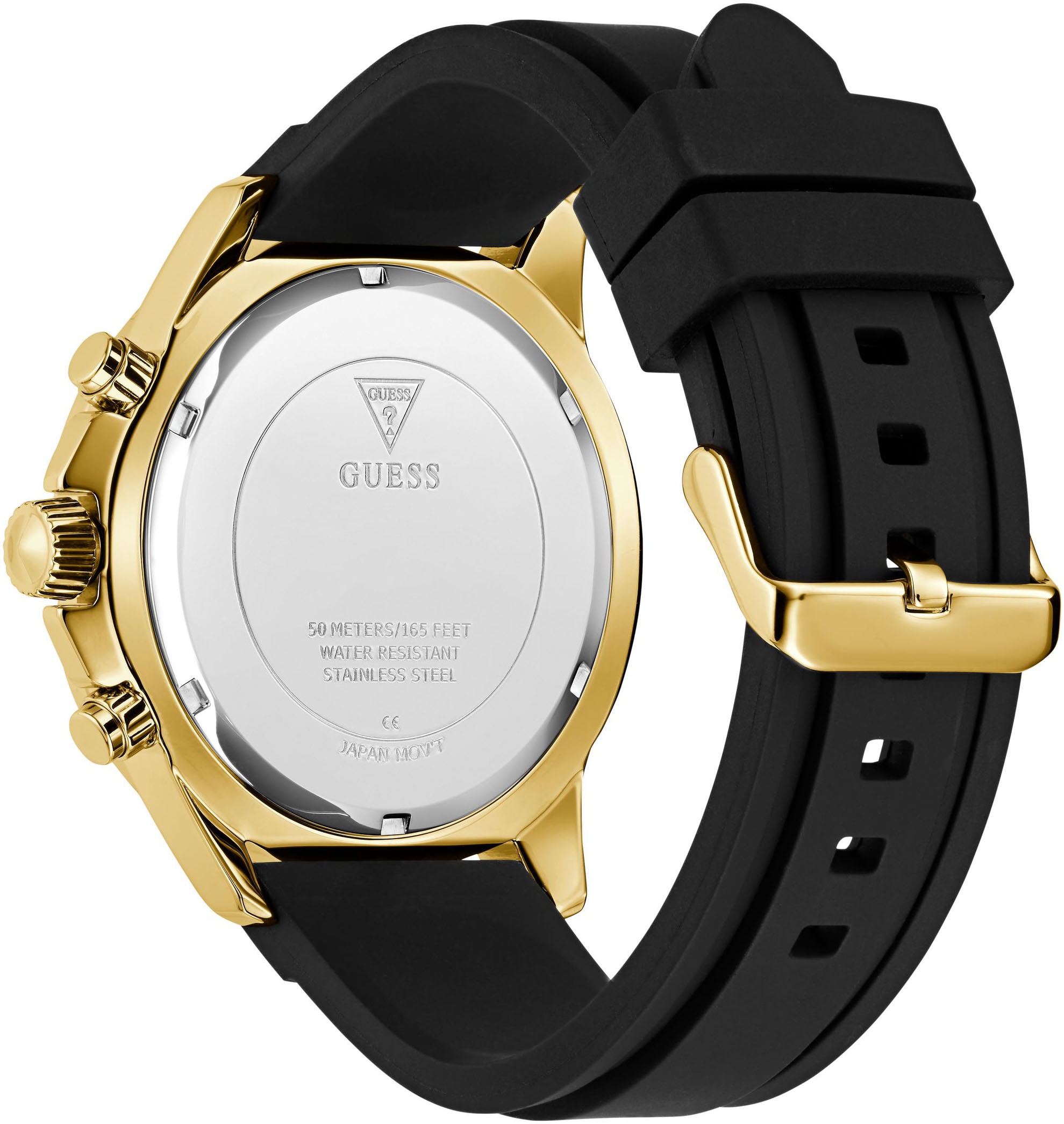 Guess Multifunktionsuhr »MAJESTIC«, Quarzuhr, Armbanduhr, Herrenuhr, Datum, Wochentag, Silikonarmband
