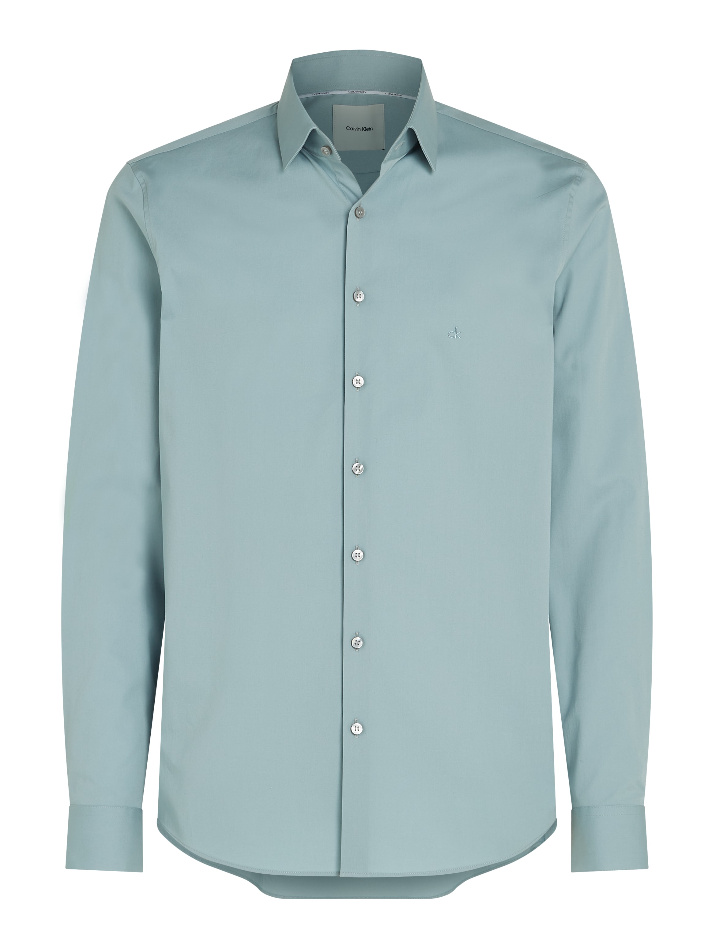 Calvin Klein Businesshemd »POPLIN STRETCH SLIM SHIRT«, mit Kentkragen, Logoprint auf Brusthöhe