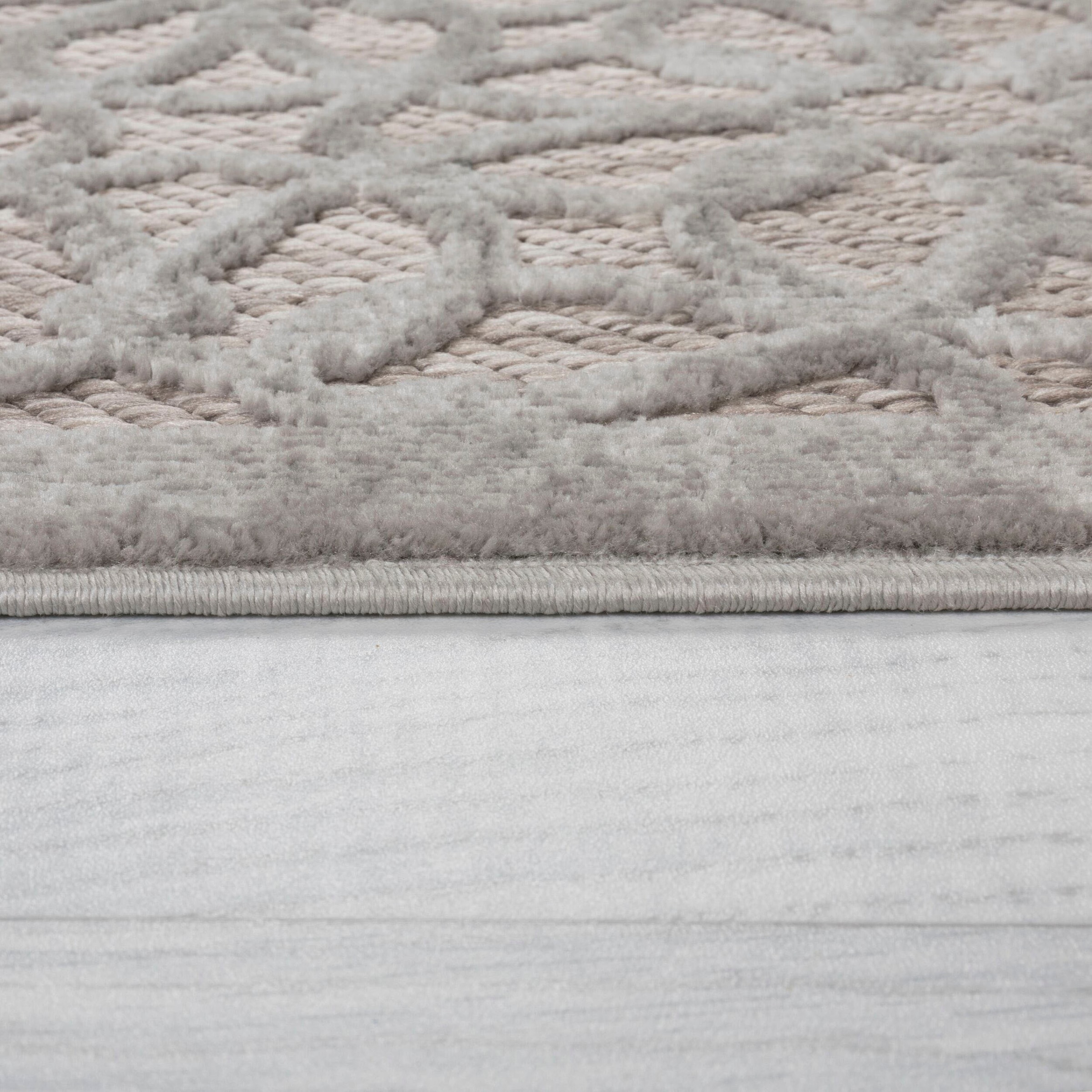 FLAIR RUGS Teppich »Argento«, rund, 40 mm Höhe, Geometrischer Teppich für den Innen- und Außenbereich