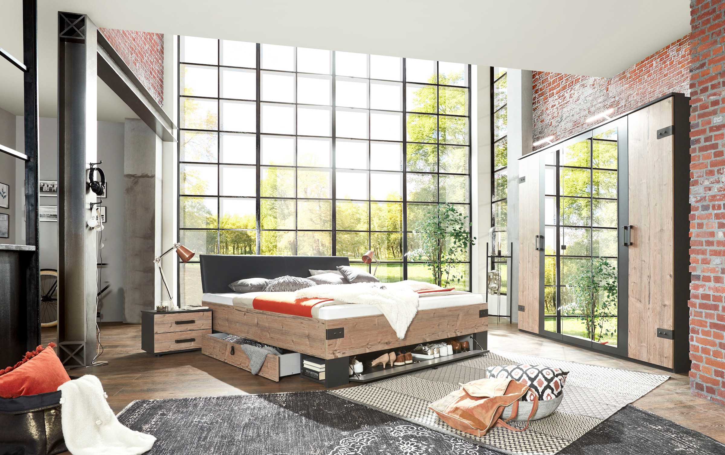 Wimex Schlafzimmer-Set »Stockholm, rustikaler Look im Industrial Design«, (Set), 6-teilig