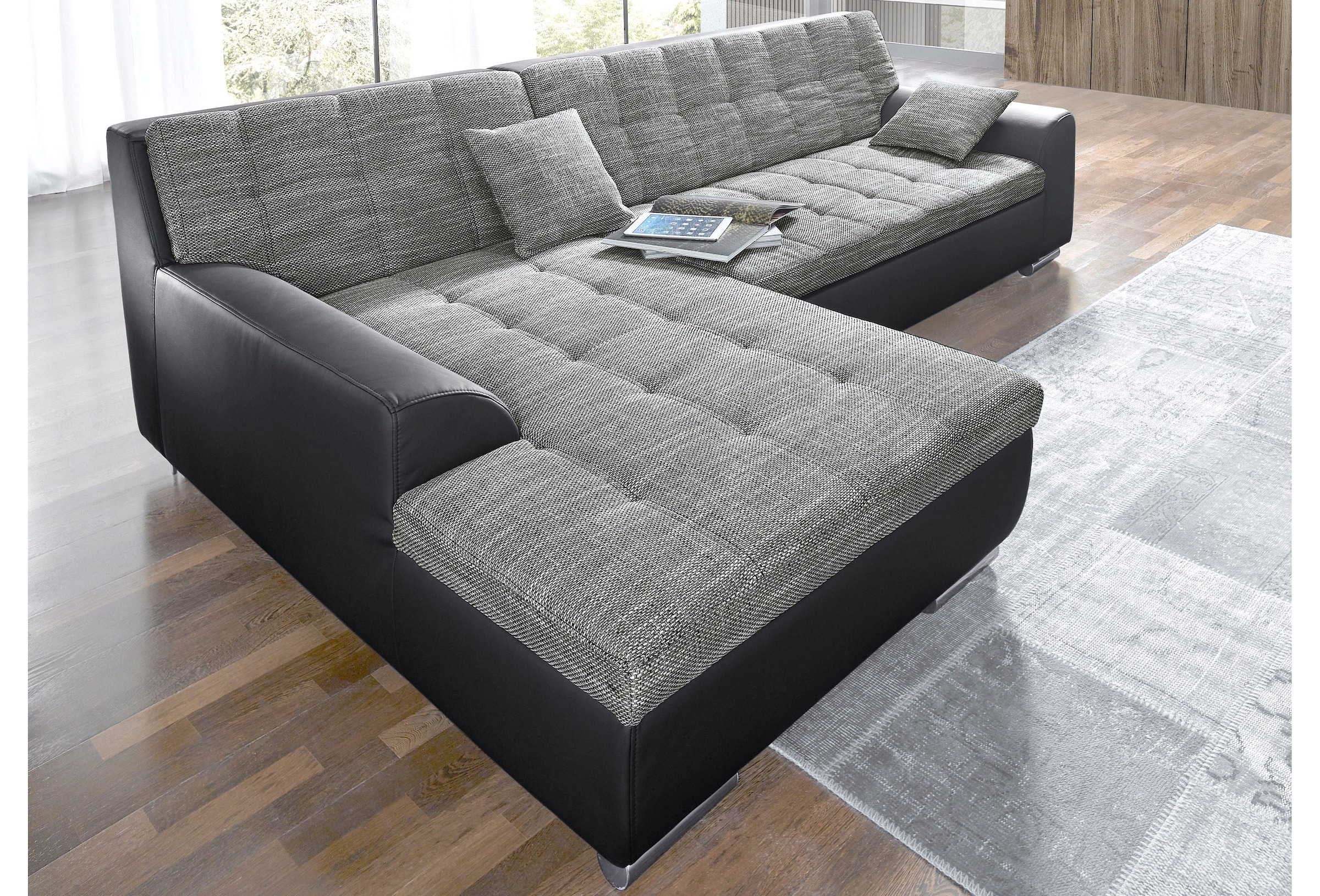 DOMO collection Ecksofa Treviso, wahlweise mit Bettfunktion, incl. Zierkiss günstig online kaufen
