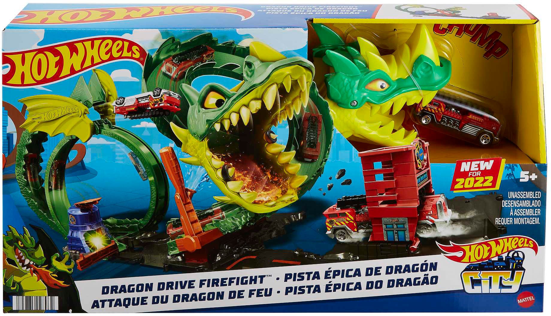 Hot Wheels Autorennbahn »City Drachen-Angriff Looping Set«, inklusive 1 Spielzeugauto