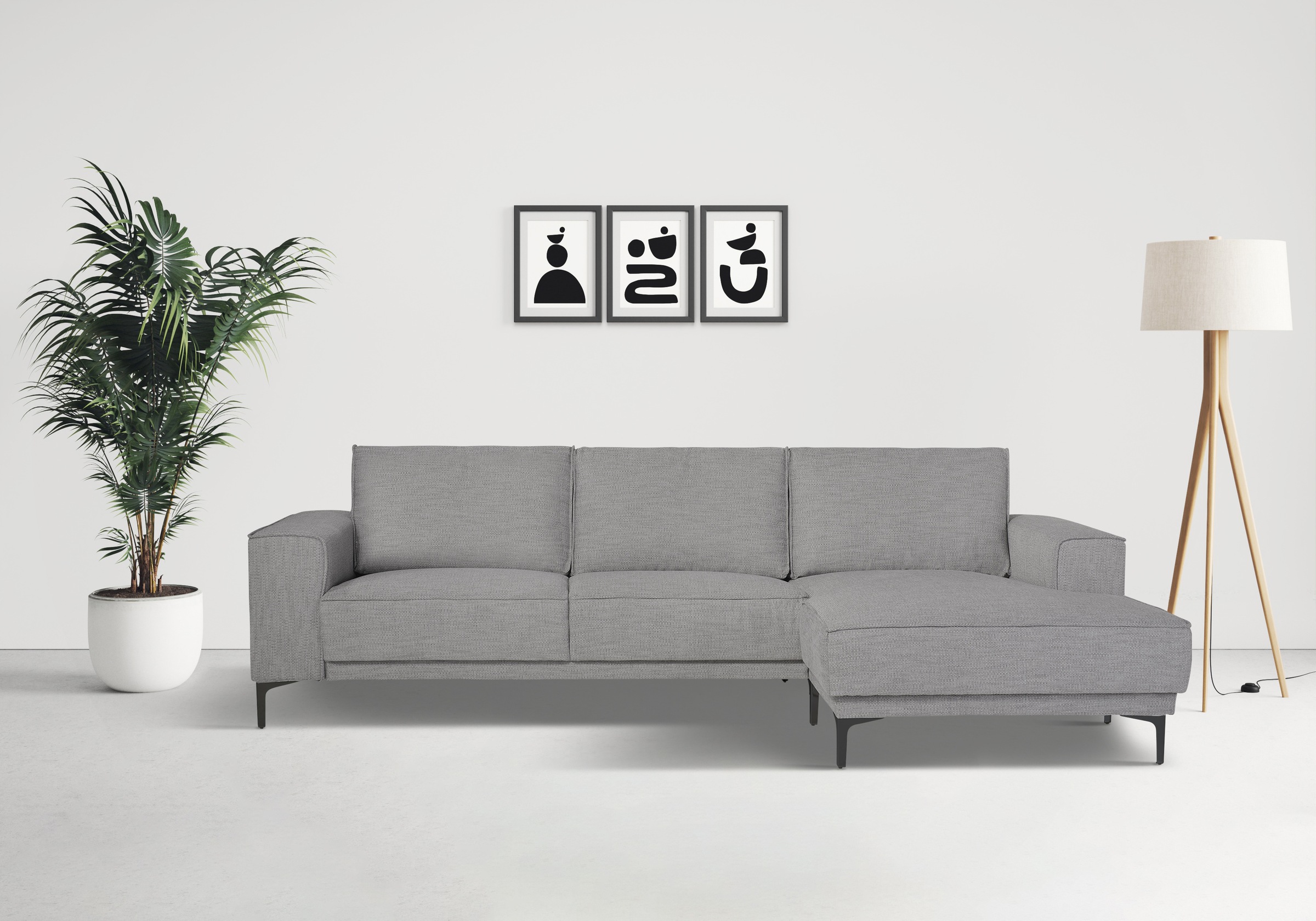Places of Style Ecksofa »Polsterecke Oland, Struktur, Flachgewebe, Luxus-Mi günstig online kaufen