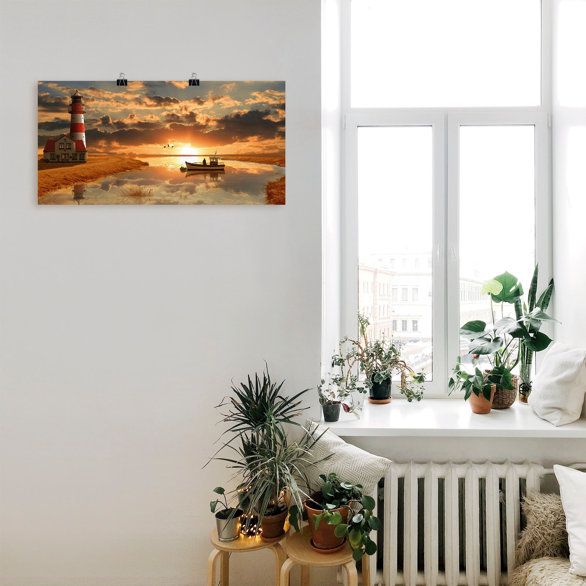Artland Wandbild »Maritime Idylle beim Leuchtturm«, Gebäude, (1 St.), als Leinwandbild, Poster, Wandaufkleber in verschied. Größen