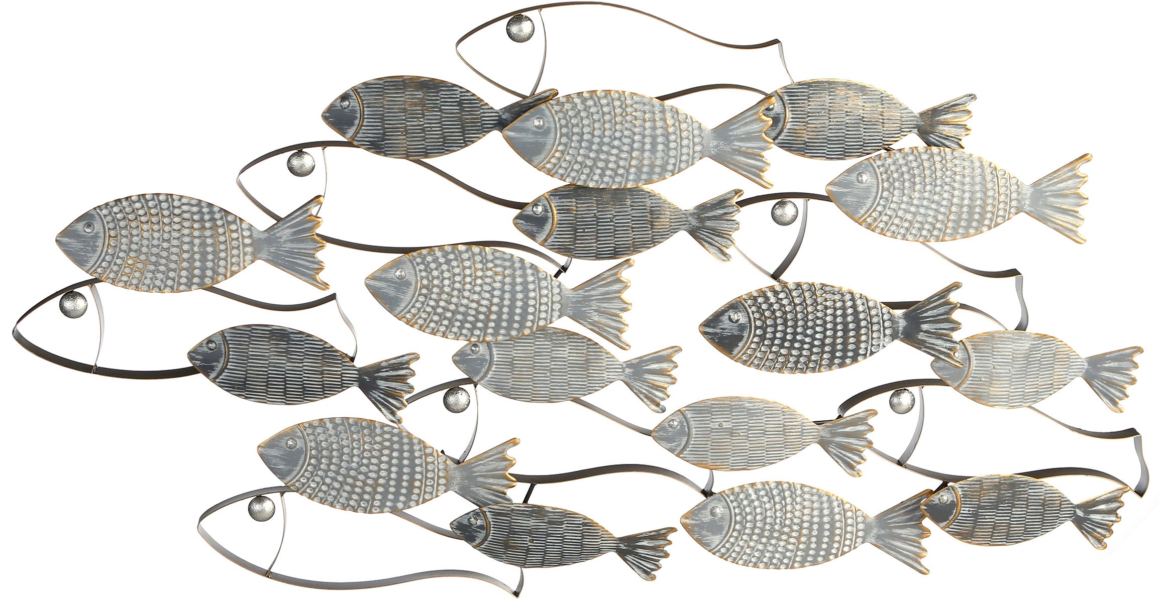 GILDE Wanddekoobjekt »Wandrelief Pesce grau/schwarz/gold«, (1 St.), Maritim günstig online kaufen