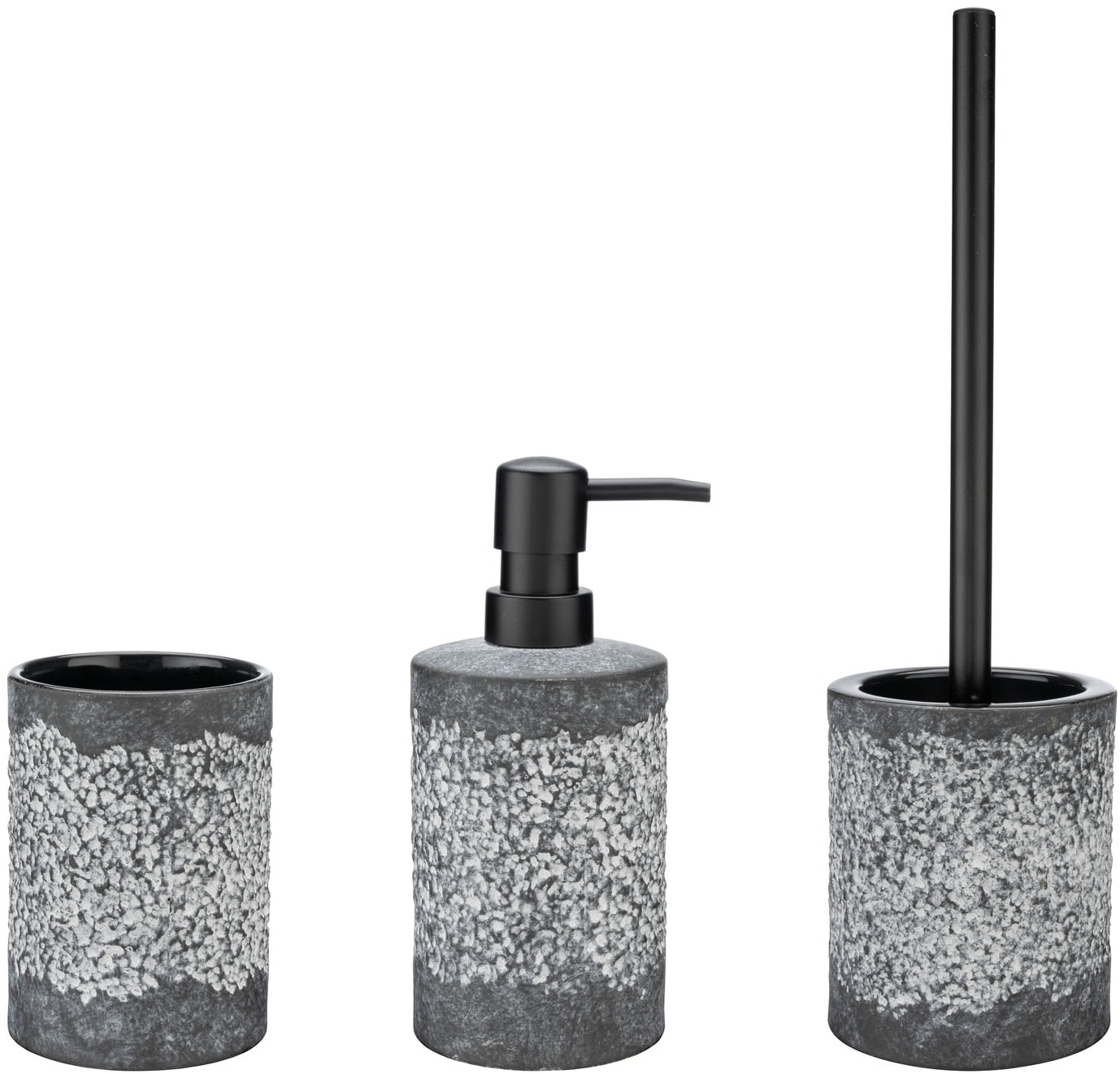 Wenko Badaccessoire-Set "Anfo", grau, strukturiert