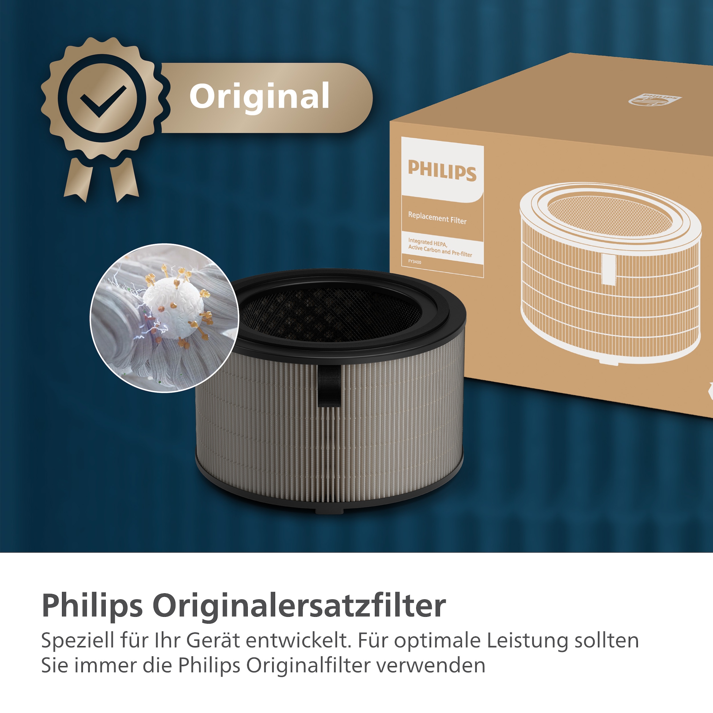 Philips Ersatzfilter »FY3400/30 HEPA NanoProtect Filter«, (1 tlg.), bis zu 1 Jahr verwendbar, 1 Filter im Lieferumfang