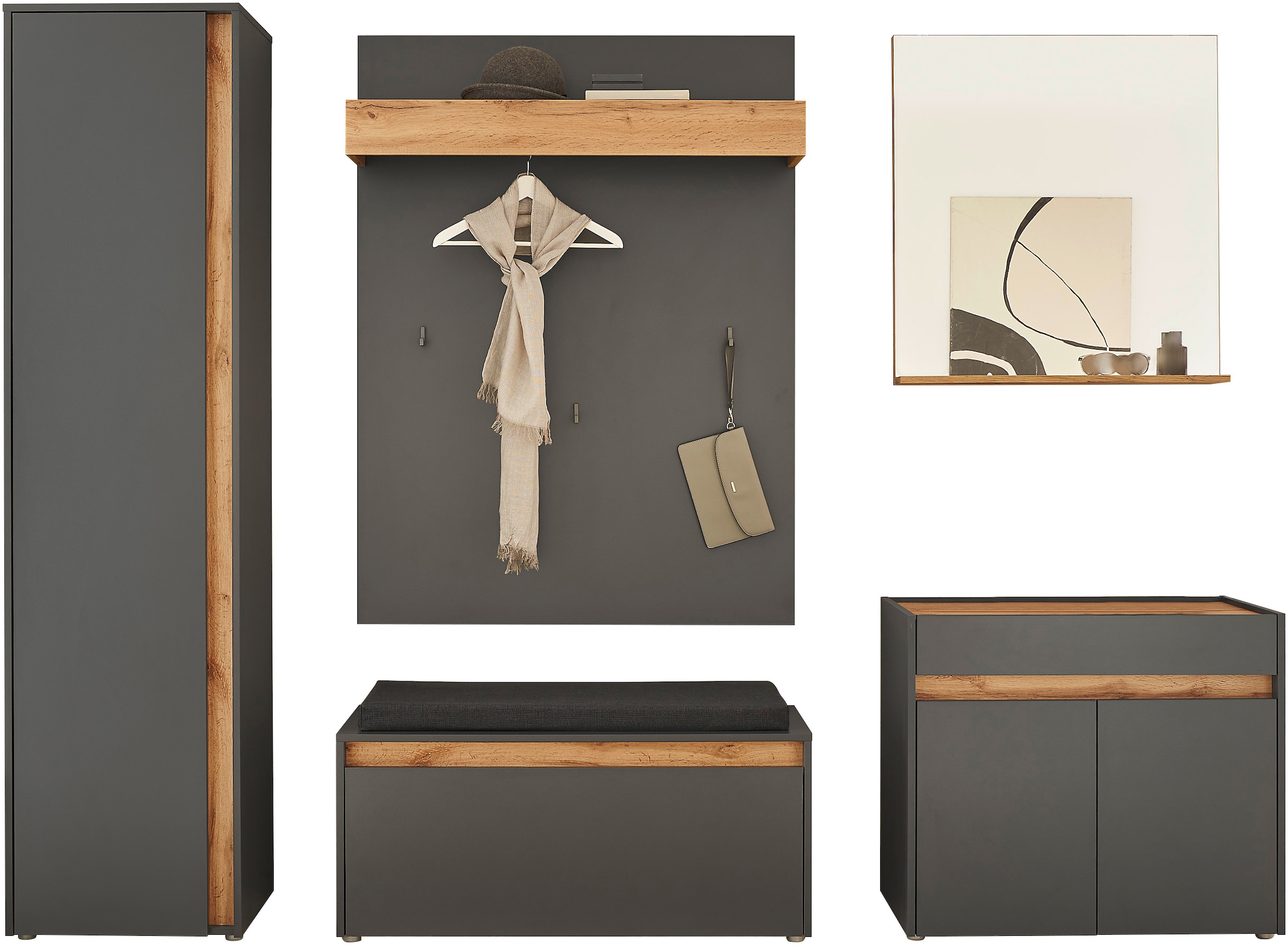 INOSIGN Garderoben-Set »GIRON/ CiTY, Garderobe in Wotan Eiche, moderner Gar günstig online kaufen