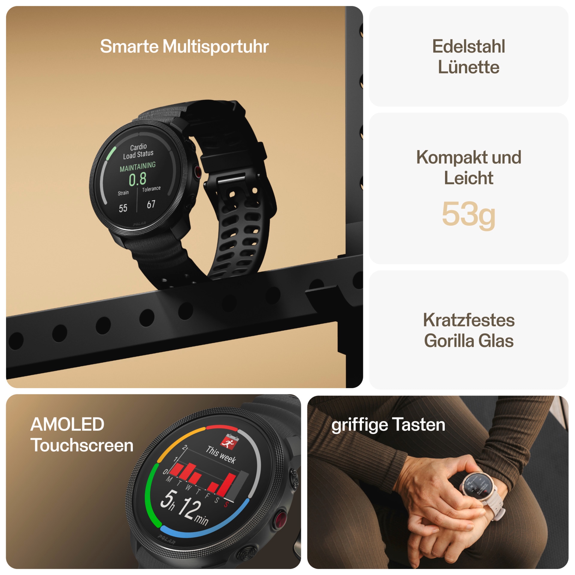 Polar Smartwatch »VANTAGE M3 S-L«, (3,3 cm / 1,28 Zoll), Proprietär, 32 GB