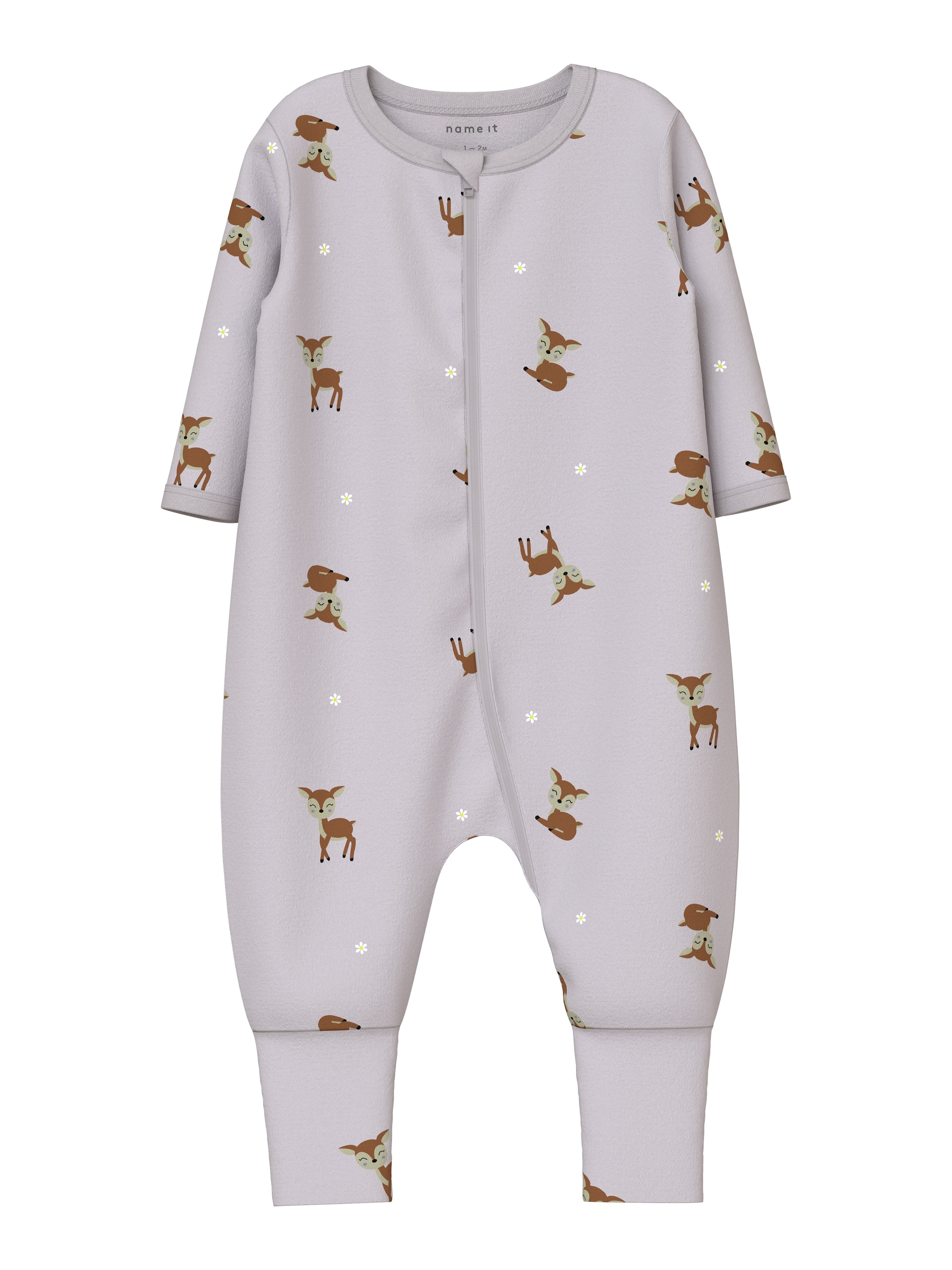 Name It Schlafanzug »NBFNIGHTSUIT 2P ZIP FF LILAC DEER NOOS« Packung, 2 tlg.